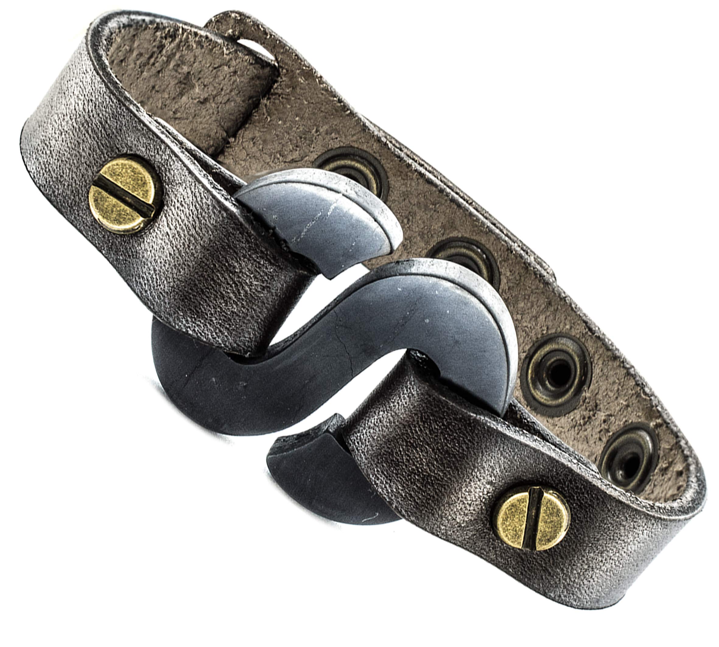 Wallystone GemsShungite Bracelet Natural Leather Adjustable - 5G/Wi-Fi Neutralization - Heart Rate Normalization - Genuine Russian Shungite Stones - Each Have Certificate Autentification