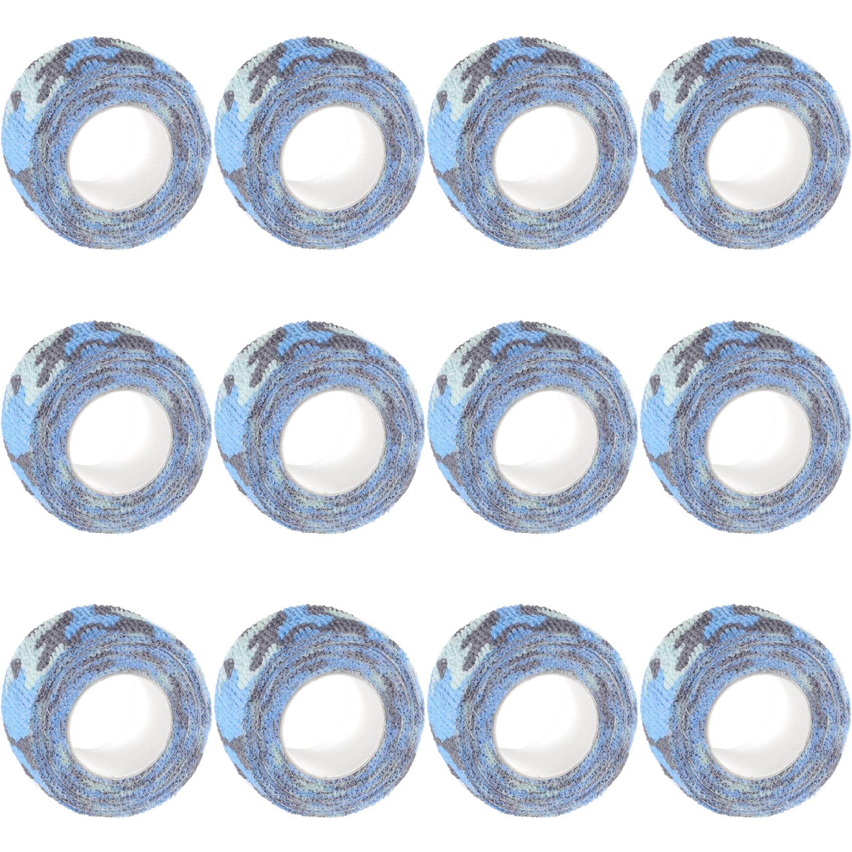 IndigoCase 12 Rolls Self Adhesive Bandage Wrap 1 Inch, CAMO-Ocean Color Elastic Athletic Tape, Vet Wrap, Wrist Tape, Small Bandage for Kids, Fingertip
