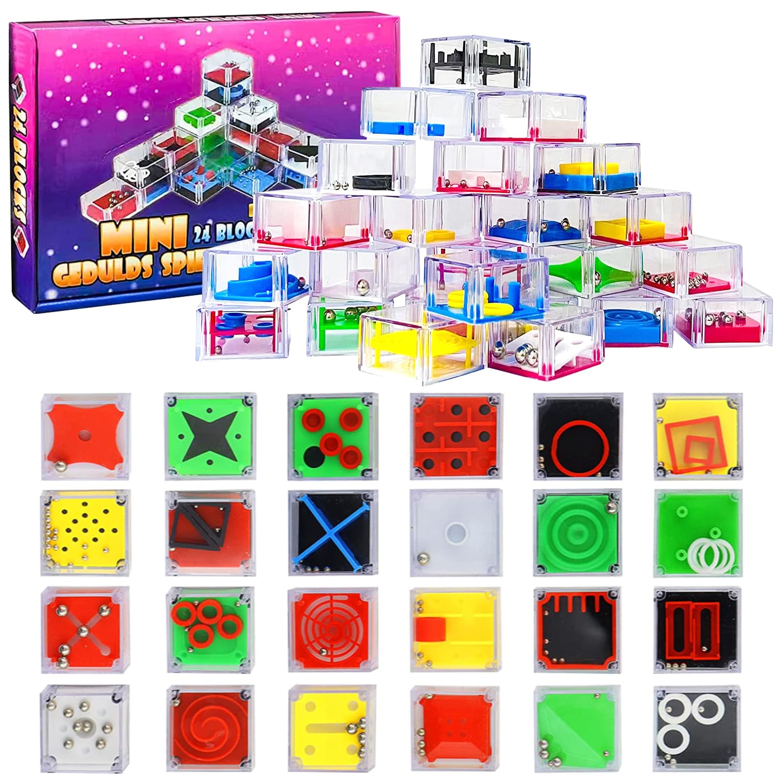 24 sztuki mini gier cierpliwości, mini gra logiczna, gra w cierpliwość, gra zręcznościowa, gra zręcznościowa, gra logiczna dla dzieci i dorosłych, wspomaga koncentrację, łagodzenie stresu