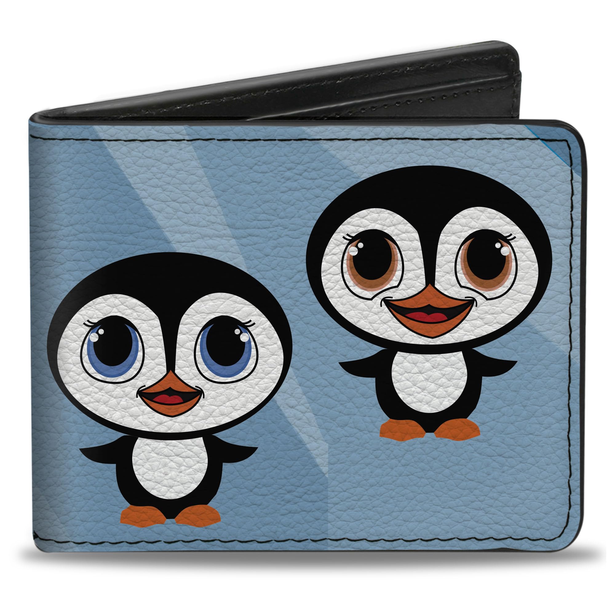 Buckle-Down Men's Wallet, Bifold, Cute Penguins Blue Bubbles, Vegan Leather, Multi, 4.0
