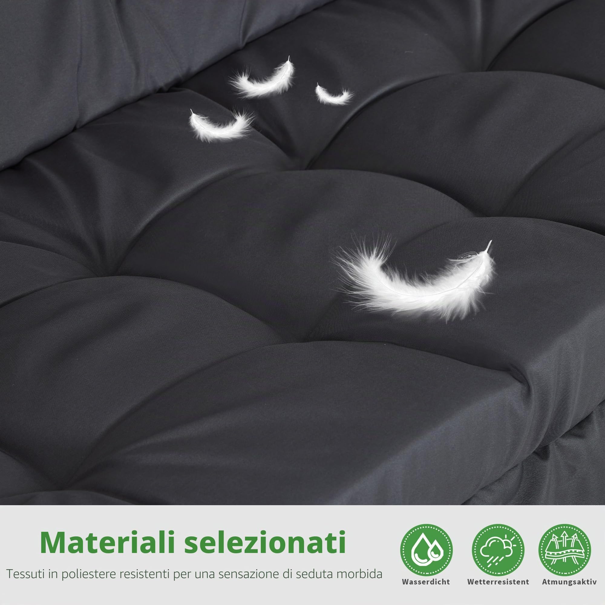 M MCombo Dondolo Hollywood a 3 posti, con funzione sdraiata, per esterni, resistente alle intemperie, portata fino a 300 kg, con cuscino extra spesso e tettuccio parasole, 4095 (grigio)
