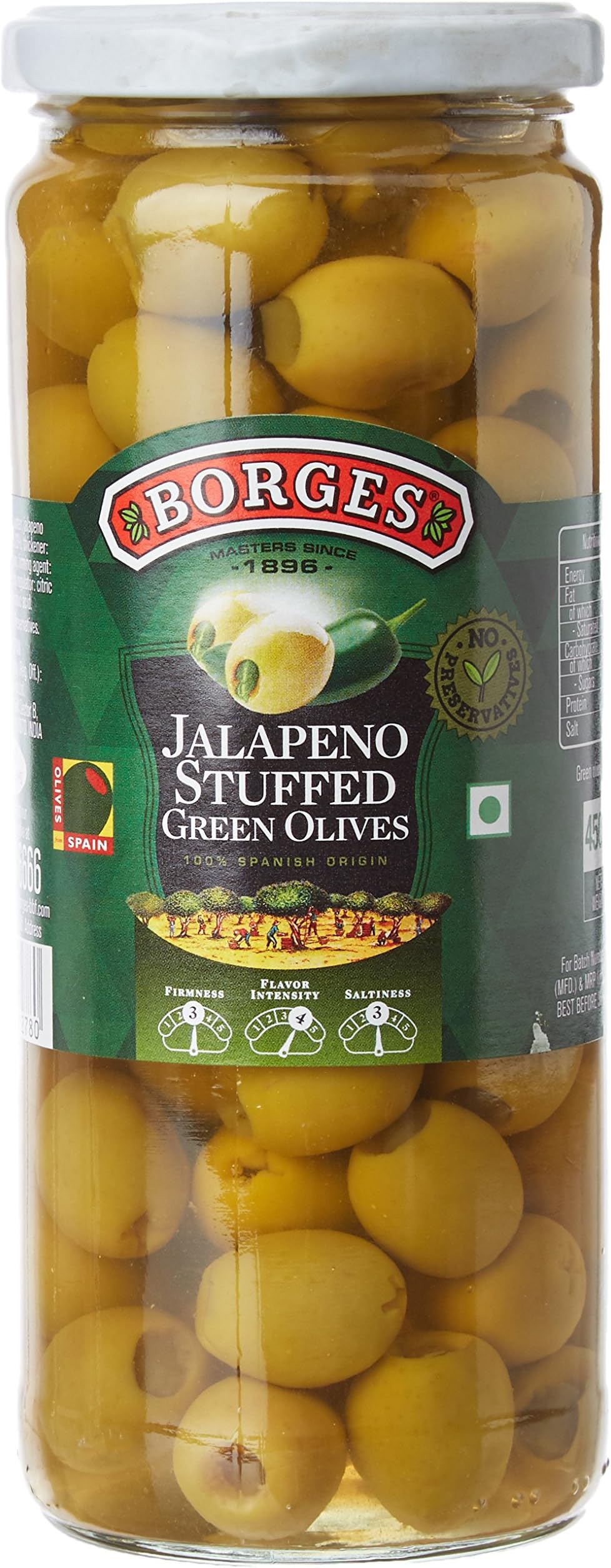 Borges Jalapeno Stuffed Green Olives, 450g