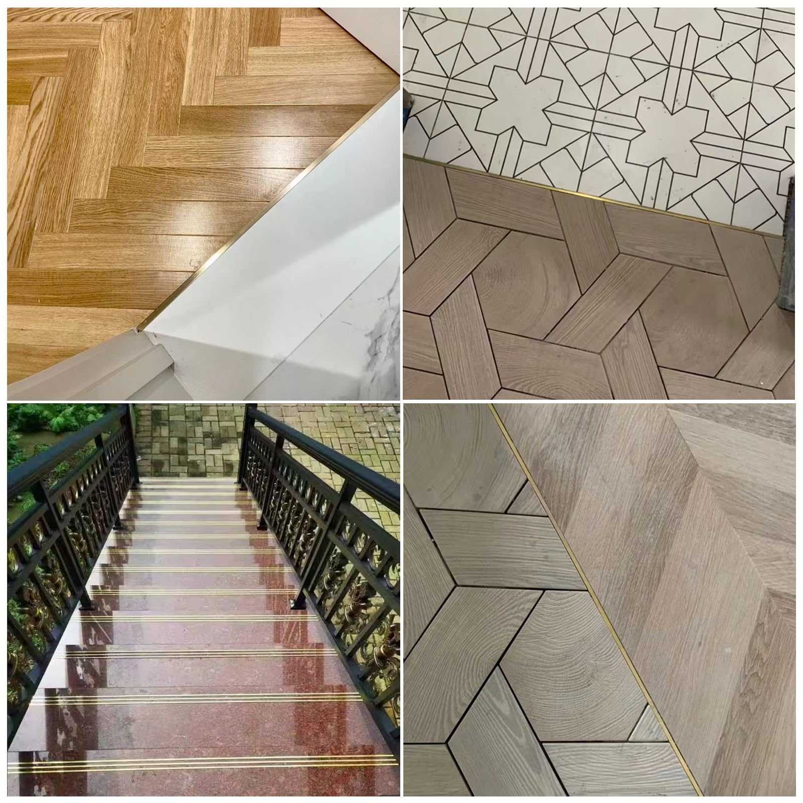 Perfil de Transición para Suelo Latón Cepillado Cubierta Protector De Bordes De Escaleras L De Moldura, Franja De Nariz De Paso Para Piso De Baldosas, Interior Exterior Escaleras Umbral EDG Ribrete(10