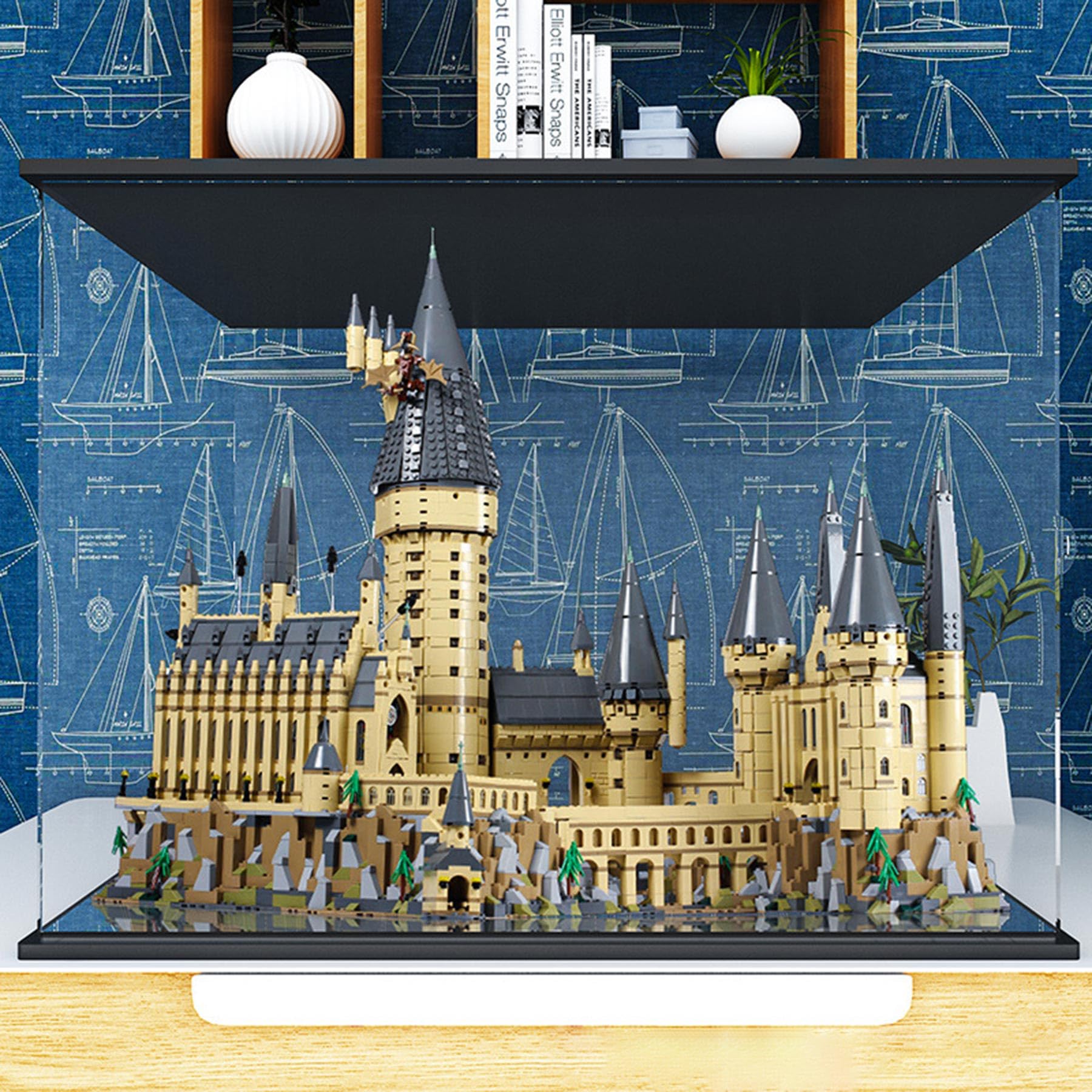XNSHENGXAN Acrylic Display Case Compatible to Lego #71043 Magic School (28.3*18.8*23.6in), Display Cases for Collectibles, Sturdy Protection for Your Collectible,Mirror Base