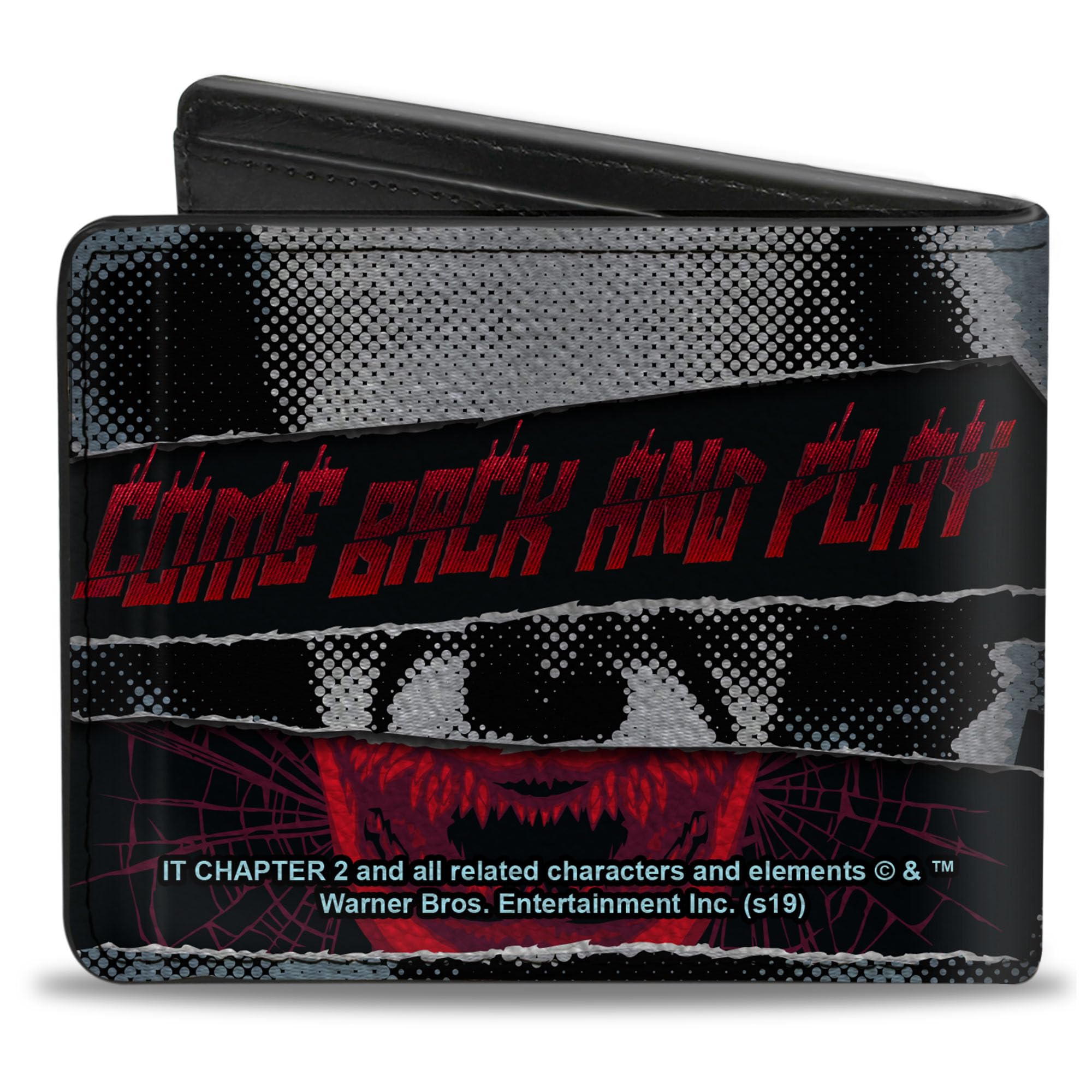 Buckle-Down Men's Horror Movies Wallet, Bifold, It Chapter Two Pennywise Come Back and Play Collage, Vegan Leather, 4.0