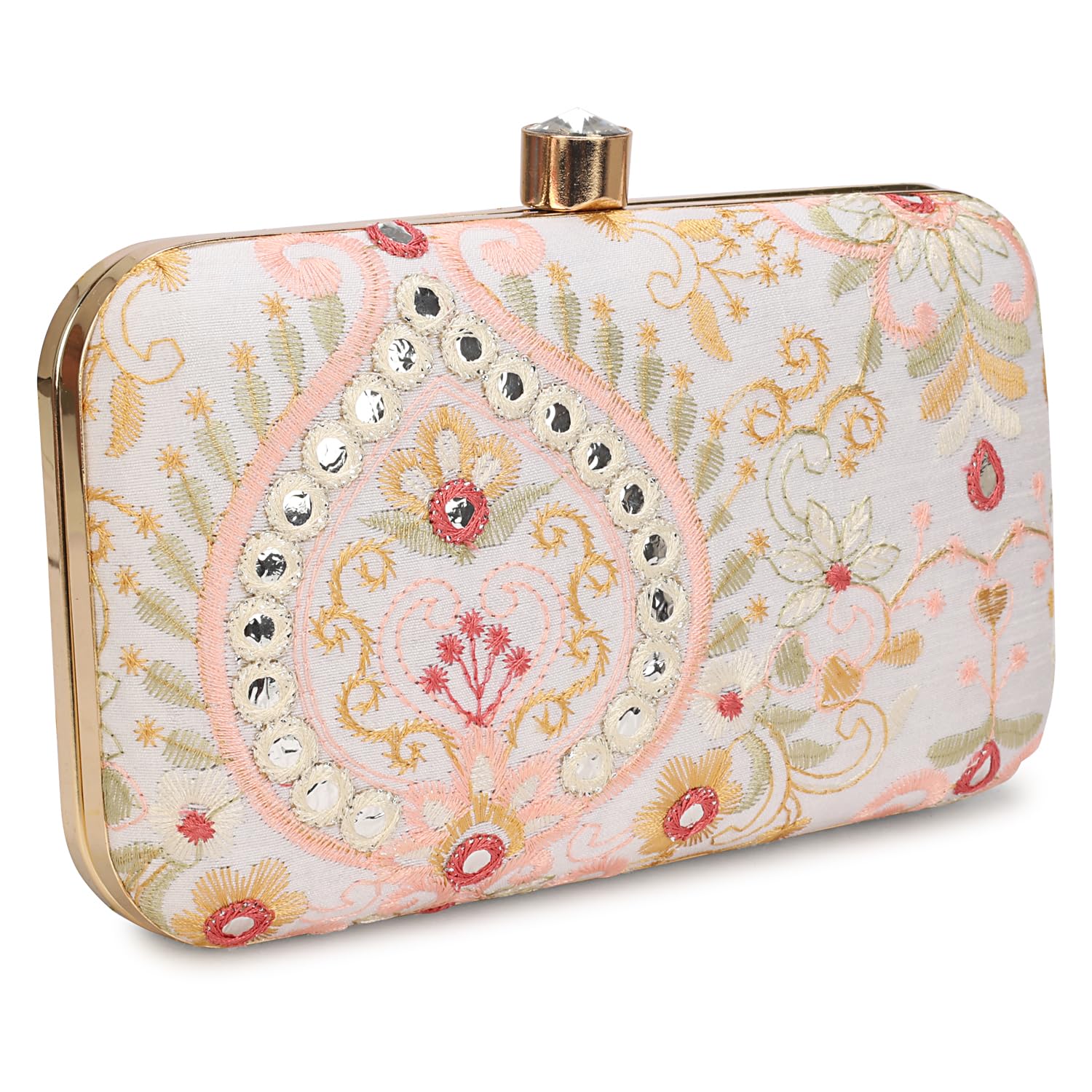 LONGING TO BUY Hand Crafted Designer Box Clutch - Zari Embroidery For Women