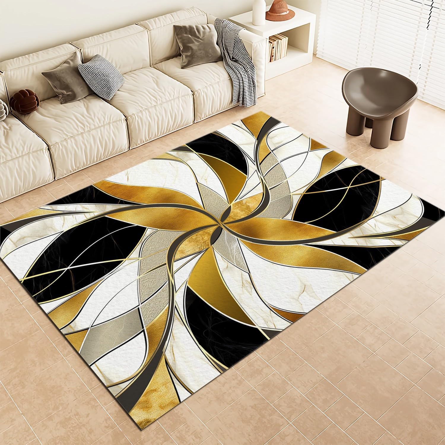 Rug 2x3 Rug Area Rugs for Bedroom Living Room, Geometric Texture Colorful Patterned Large Rug & Washable Non Slip Indoor Floor Carpet & Home Decor