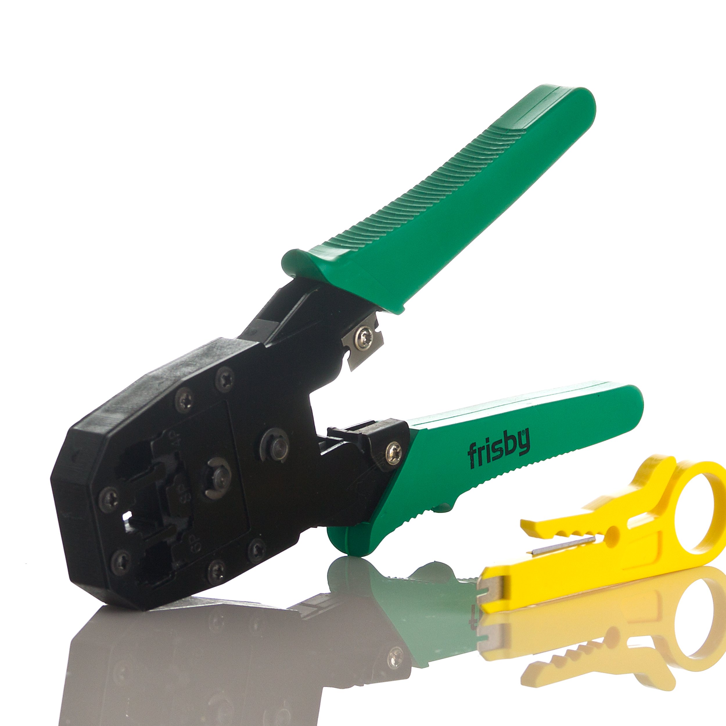 Frisby Crimping Tool & Wire Stripper for Network Installations RJ45 RJ11 RJ12