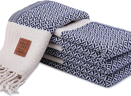 Miniatura 1 de GOLD CASE HOME COLLECTION Aphrodite - Juego de 4 toallas de mano turcas originales, 20 x 40 pulgadas, 100 % algodón, toallas decorativas para baño,