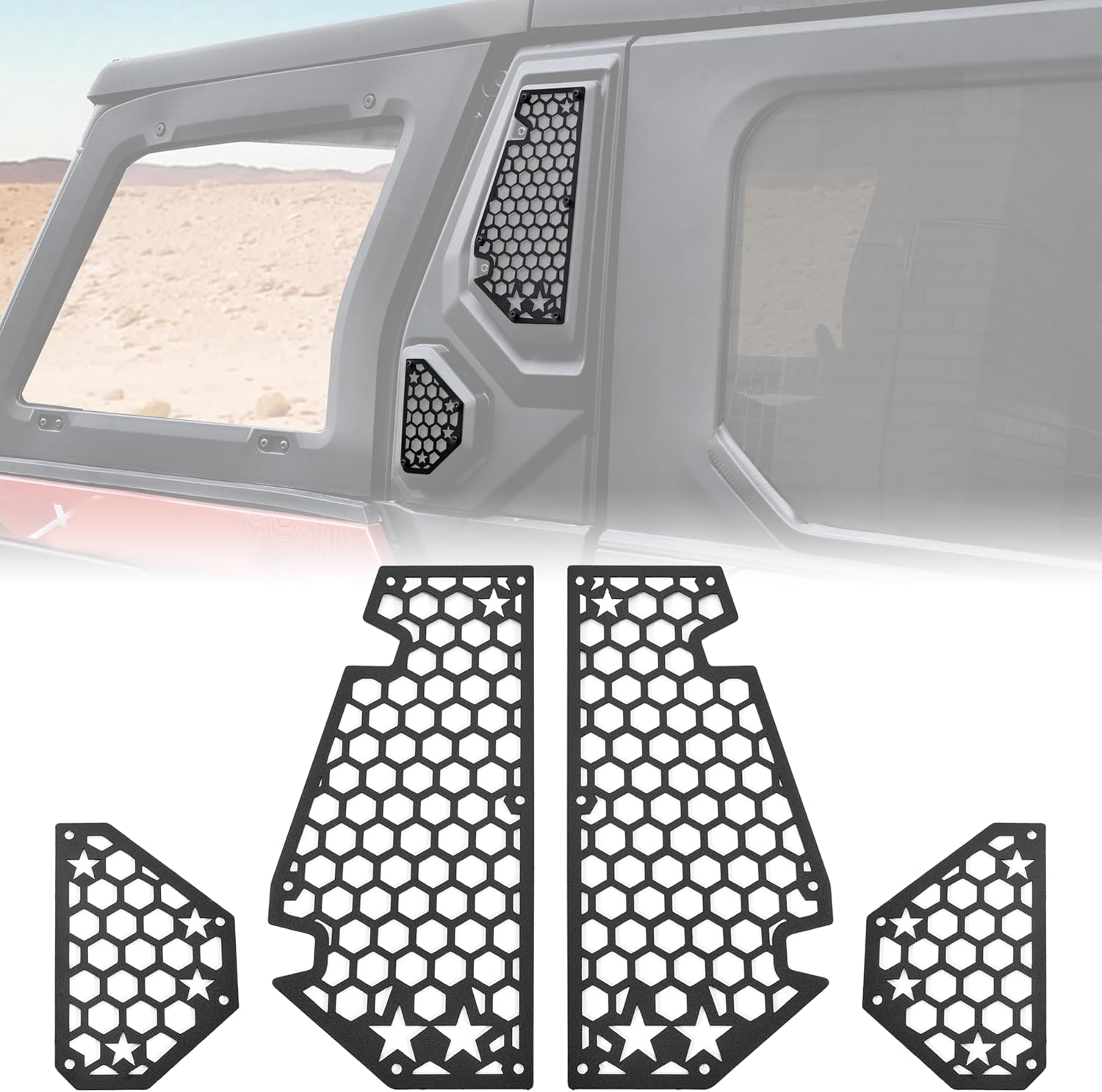 KEWISAUTO Aluminum Air Intake Cover Grill for Polaris XPEDITION XP/ADV Accessories, Pre-Filter Metal Mesh Engine Side Vent Black Inlet Protection Cover Bezel Kit