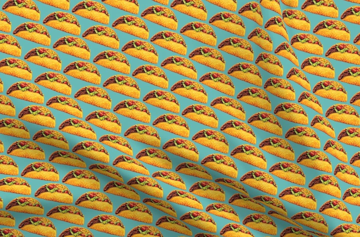 Spoonflower Fabric - Tacos Taco Food Funny Cute Retro Kitsch Cinco De Kitchen Decor Printed on Organic Cotton Sateen Fabric by The Yard - Sewing Quilting Apparel Home Decor