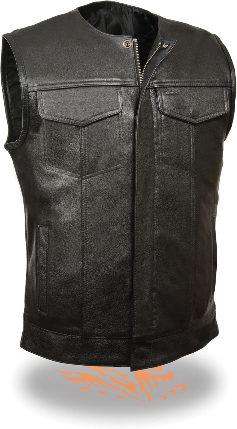 Leather Xtreme Mens Leather Club Style Vest W/Concealed