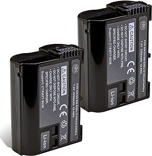 BM Premium 2 Pack of EN-EL15B Batteries for Nikon Z6, Z7, D850, D7500, 1 V1, D500, D600, D610, D750, D800, D800E, D810, D810A, D7000, D7100, D7200 Digital Cameras