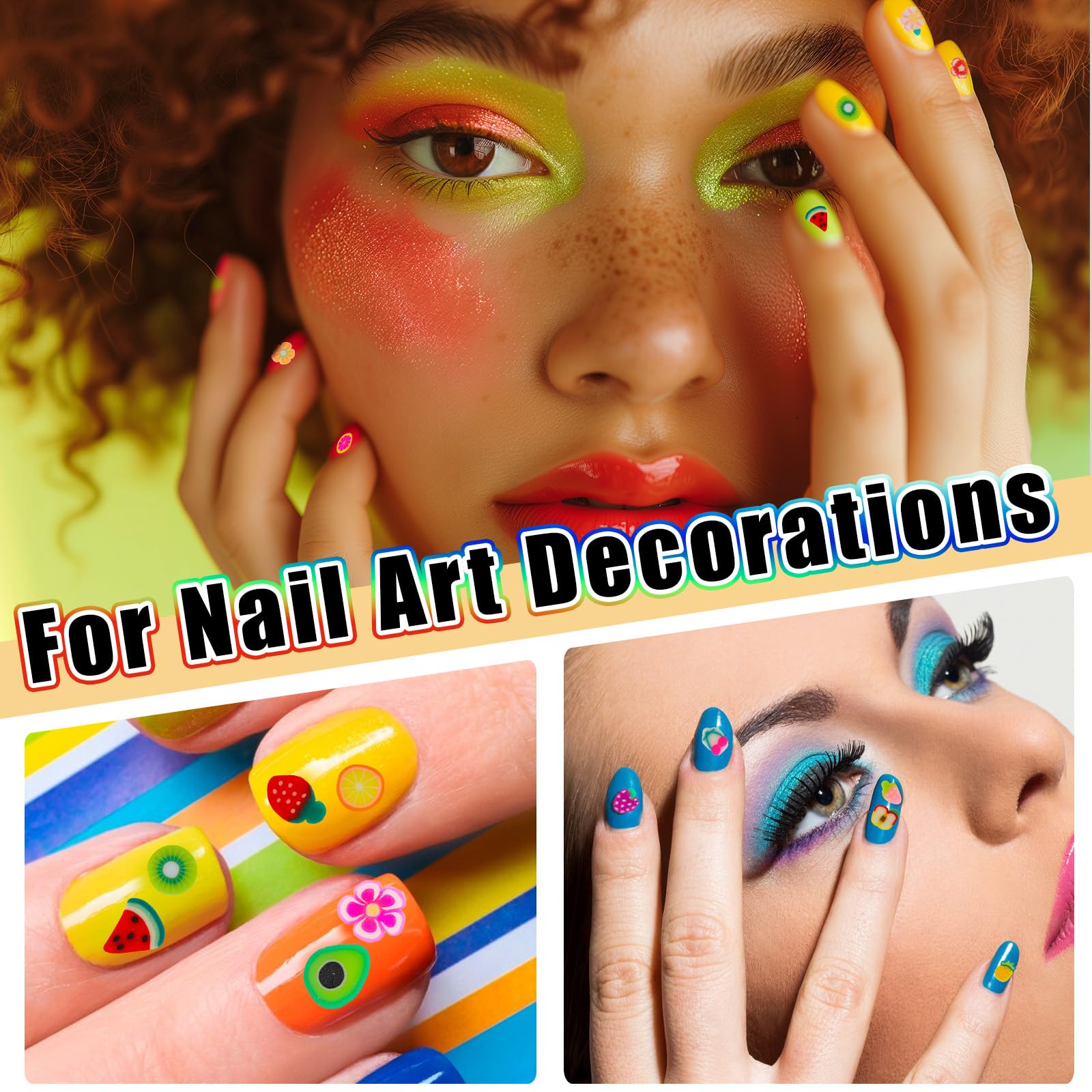 simarro Lot de 1000 disques de fruits pour ongles - Breloques mignonnes en forme de fleurs de fruits - Mini disques de fruits 3D - Pour nail art, téléphone portable, bricolage, décoration