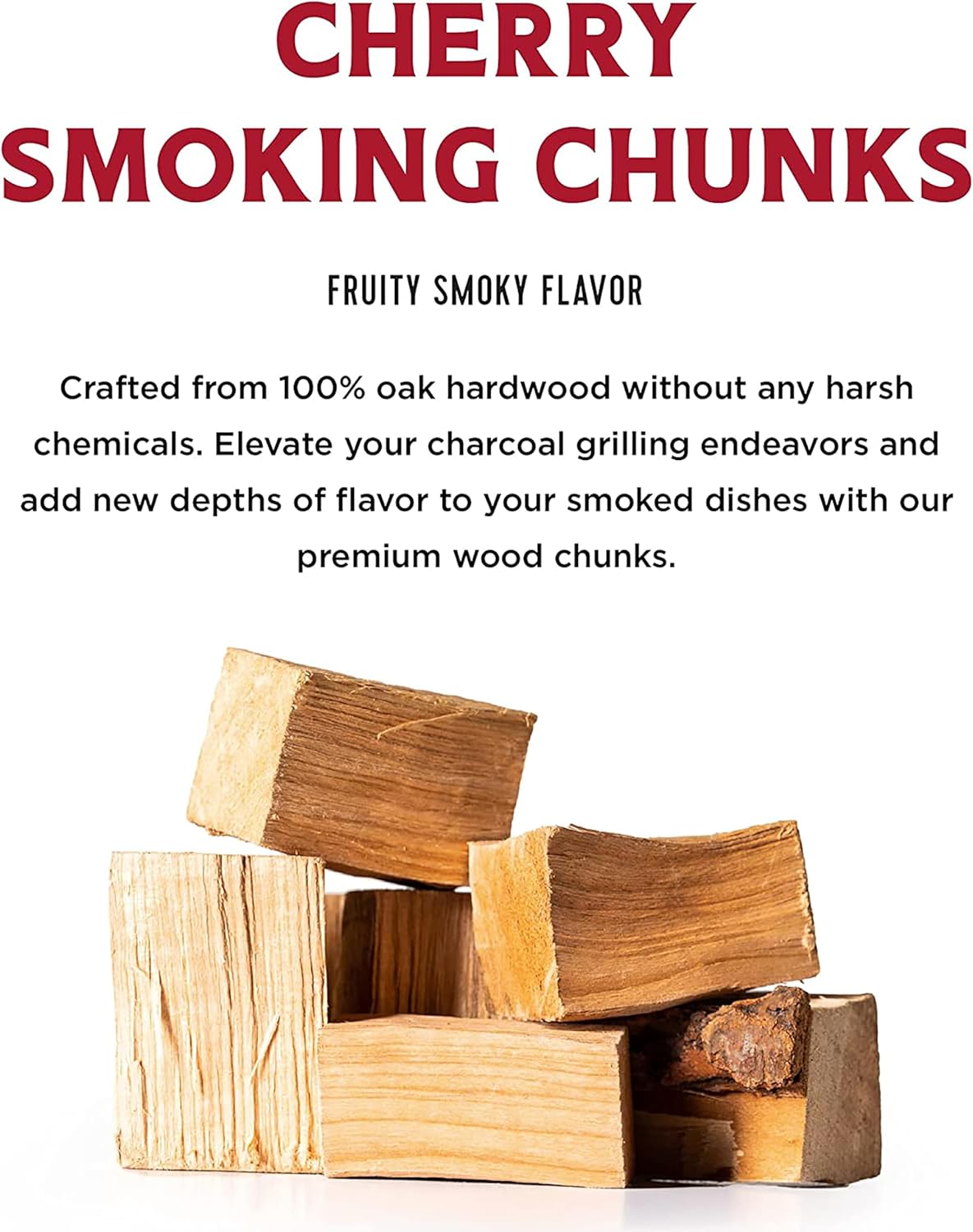 Fire & Flavor Premium All Natural Smoking Wood Chunks, 4 Pounds, Cherry, Sweet, Mild & Fruity for Use with Pork & Ribs, All Meats, Great for Charcoal Grills and Smokers, USA Made