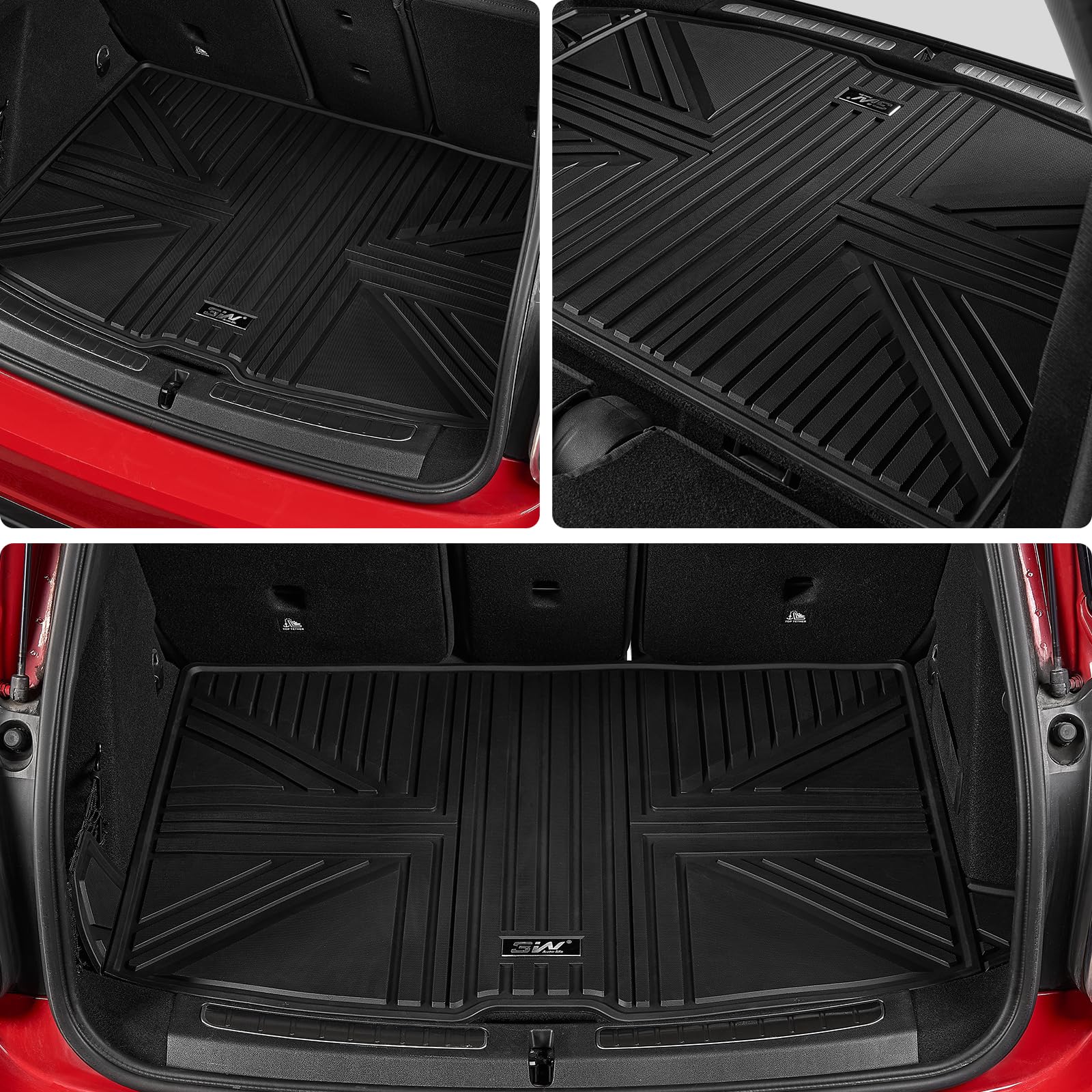 3W Mata do bagażnika Mini Countryman F60 (hybrydowa) 2017-2024, 5-drzwiowa, na każdą pogodę, przyjazne dla psów, maty do bagażnika TPE, wodoodporne, antypoślizgowe, łatwe do czyszczenia, akcesoria