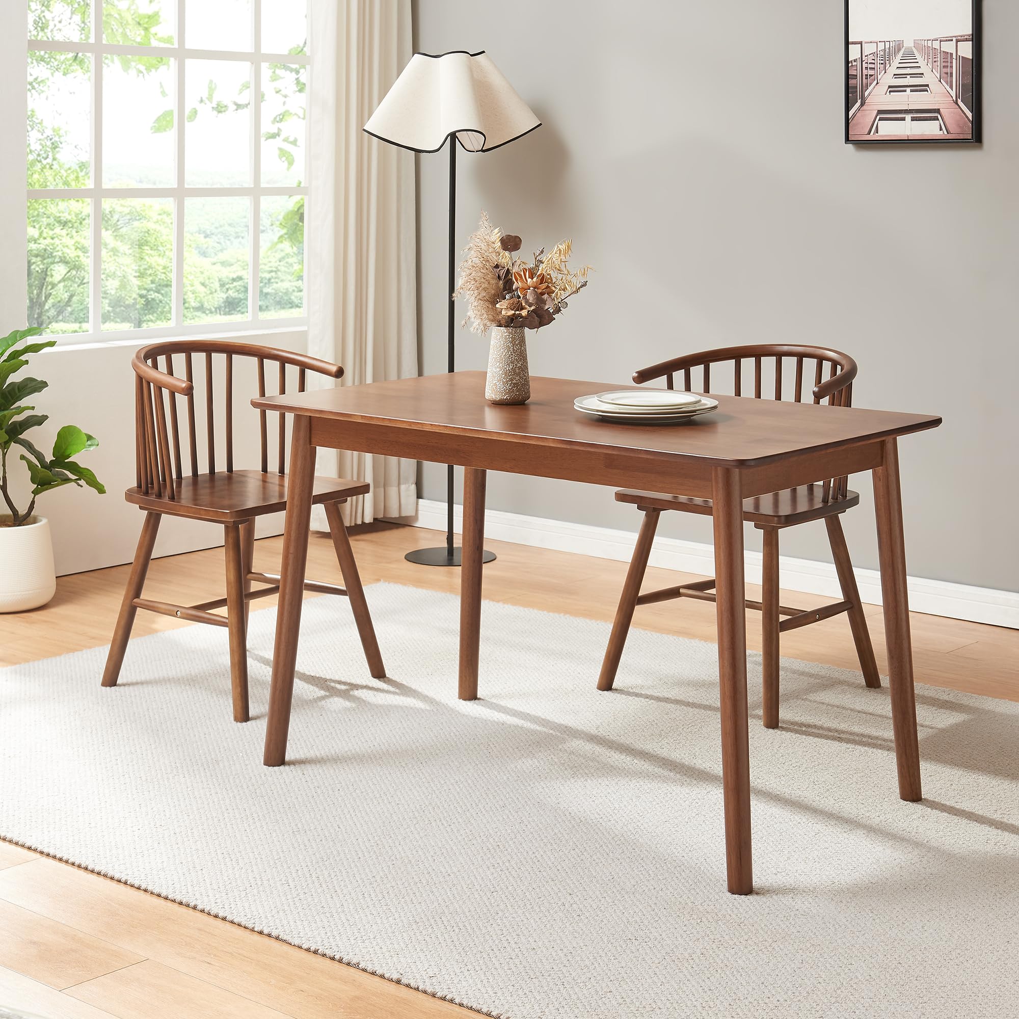 [en.casa] Esstisch Klijori Küchentisch für 6 Personen 140 x 70 x 74 cm Esszimmertisch für Esszimmer Küche Wohnzimmer rechteckig Holz Walnussoptik