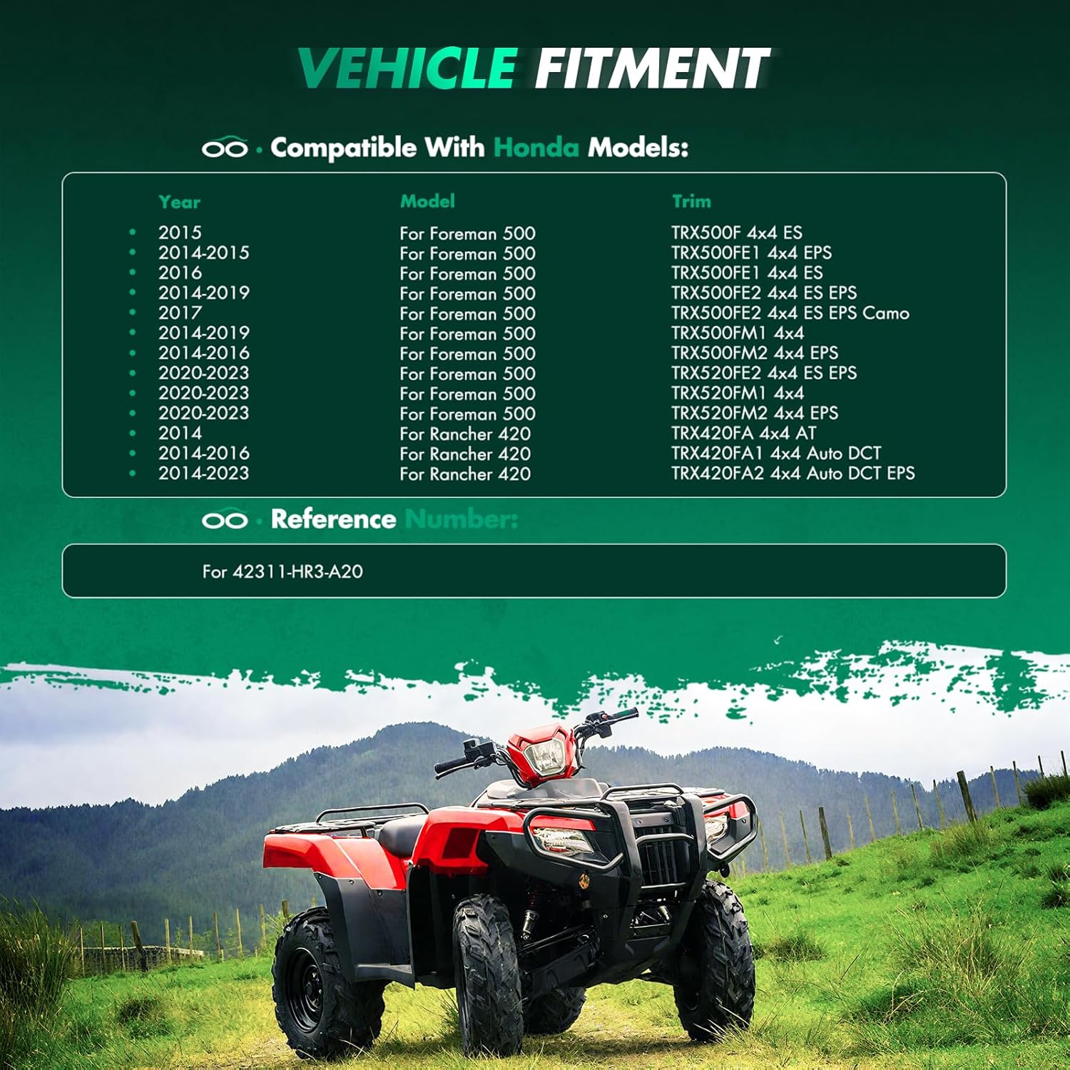 SCITOO ATV Rear Wheel Axle Replacement for Honda Foreman 420/500 2014-2023 42311-HR3-A20 Rear 1PCS