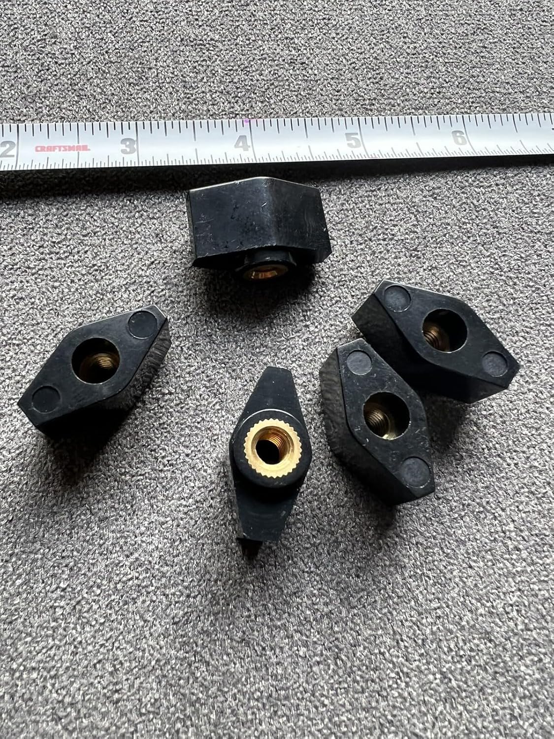Lot Of 5 Female Thread Knobs 1 1/8” Brass Insert 1/4-20 Thru Threads