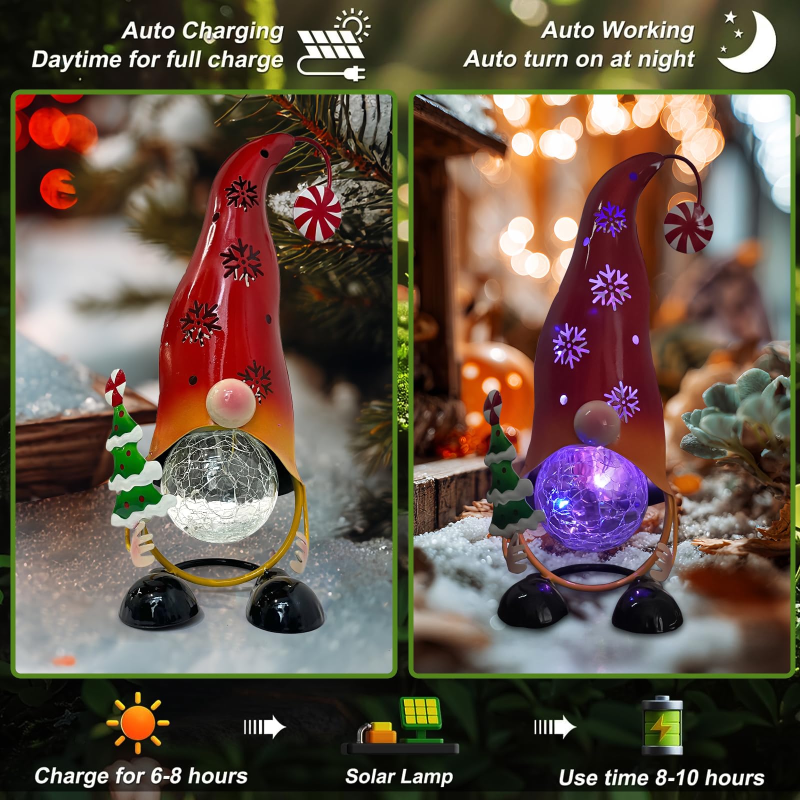HONGLAND Solar Gnome Garden Lights, Gnome Solar Decoration Outdoor Figurine Lights (Red) - Image 3