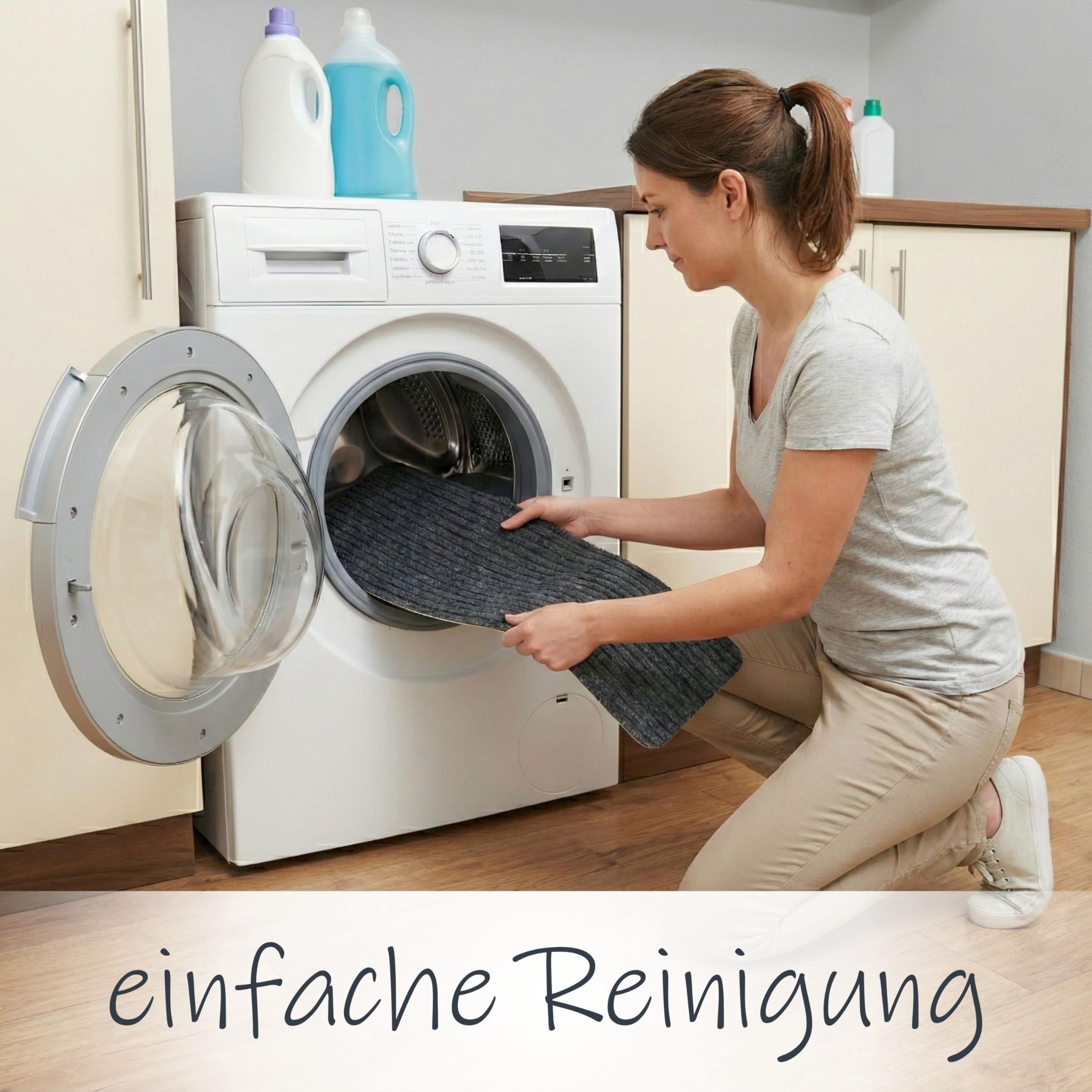 your GEAR Stufenmatten selbsthaftend 76x20 cm – 15 Stück Hellgrau – rutschfeste Treppenstufen Matten waschbar – Antirutsch Treppenteppich zuschneidbar – Treppenschutz innen modern