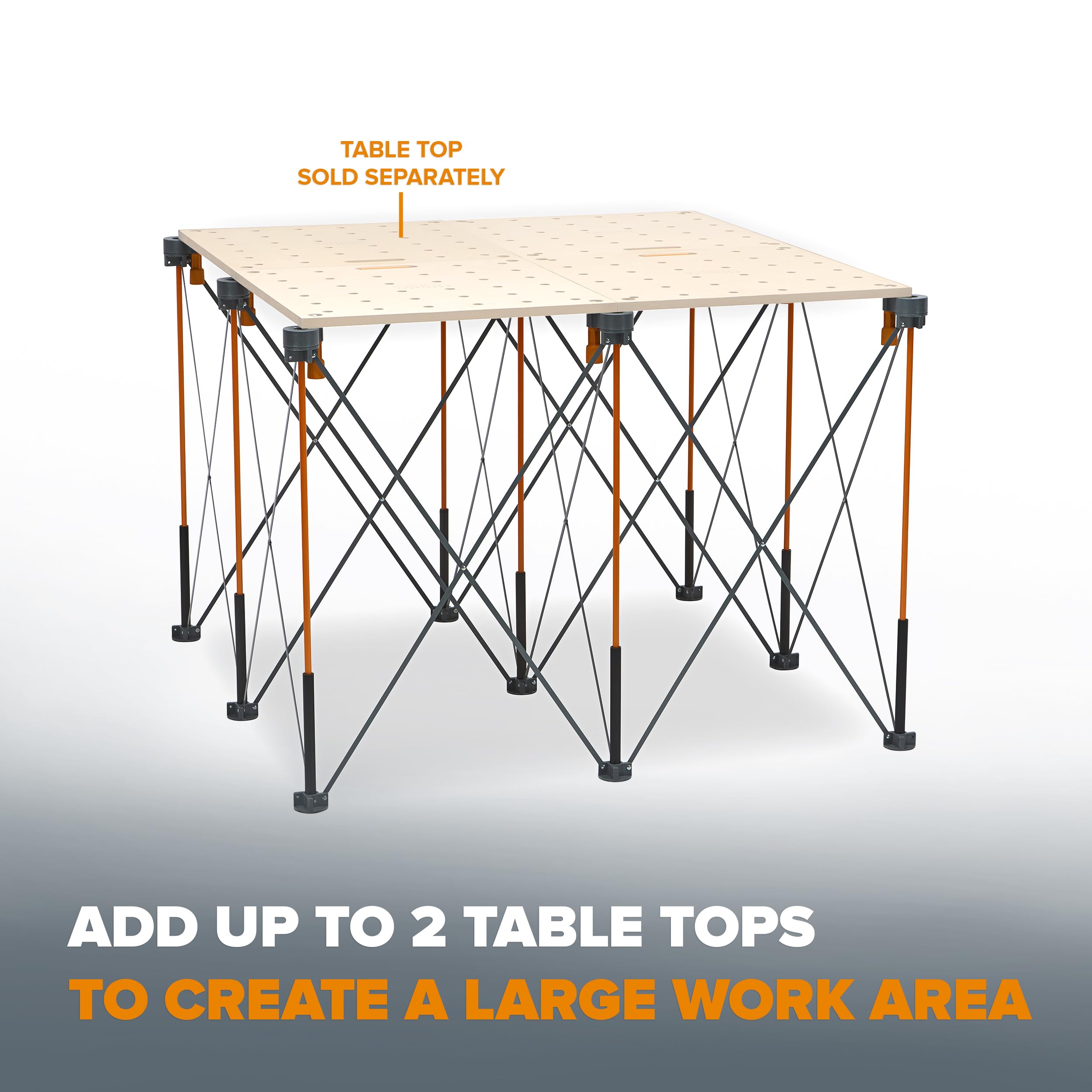 BORA Centipede CT9 91.4 cm wysoki przenośny składany stół warsztatowy z paskiem do noszenia, składany, stół konstrukcyjny, wsparcie, sawhorse, 100 cm x 4 m, wysokość robocza 91 cm, nośność 1,587 kg
