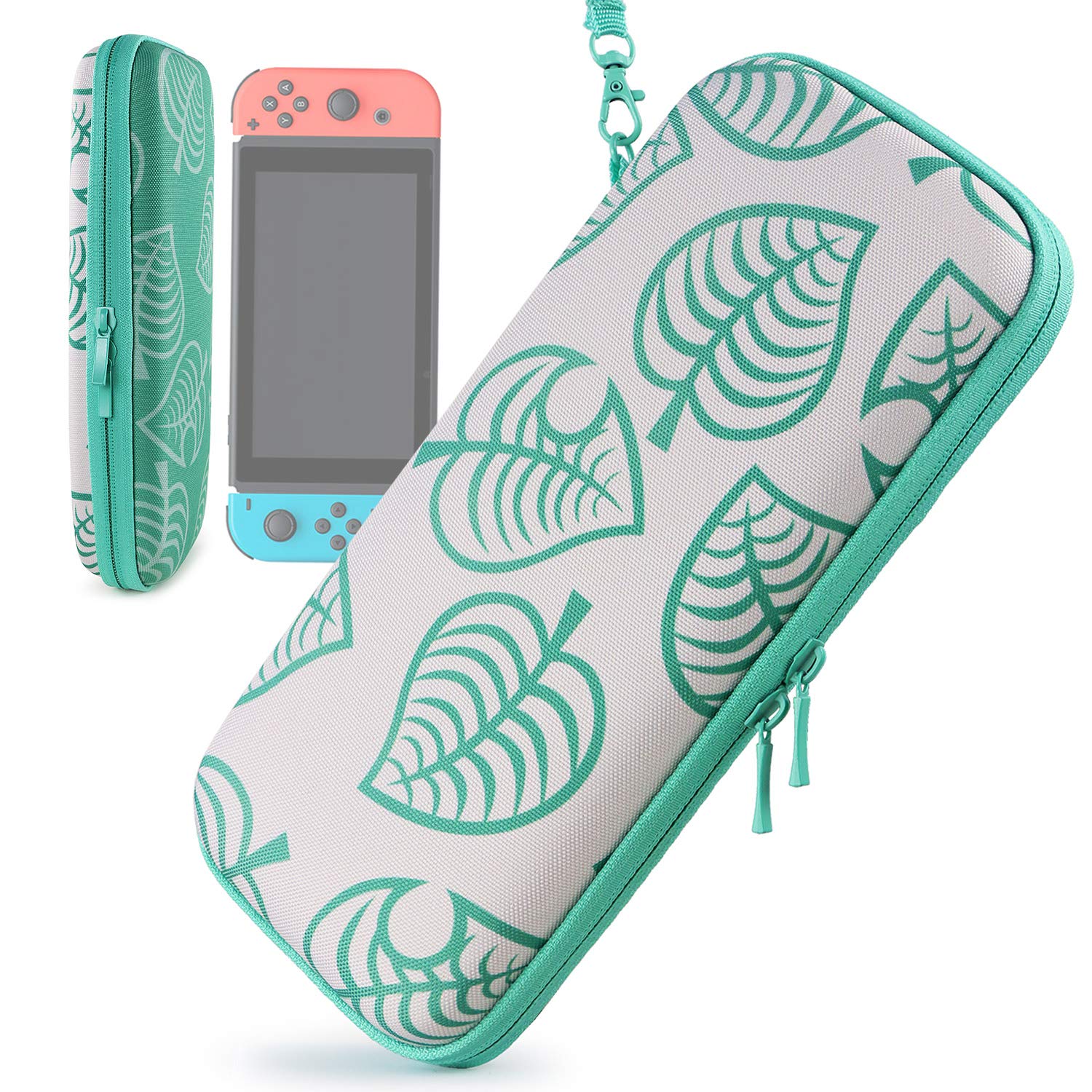YOUSHARES Carrying Case for Nintendo Switch - Deluxe Protective Storage Case Pouch for Nintendo Switch Console & Accessories with 8 Game Cartridges for Girls Boys (Leaf Crossing)