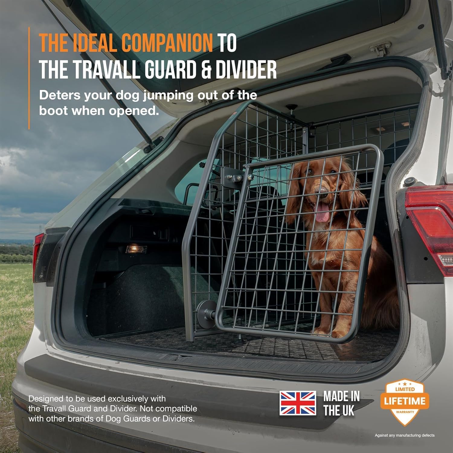 Travall Dog Barrier Divider & Tailgate Bundle Compatible with Volvo XC60 Estate (2017-) 50/50 Vehicle Specific Trunk Guard Luggage Barrier Powder Coated Steel Pet Gate