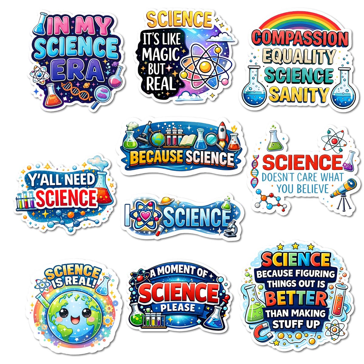Autocollants scientifiques lot de 10 stickers pour enseignants et étudiants curieux