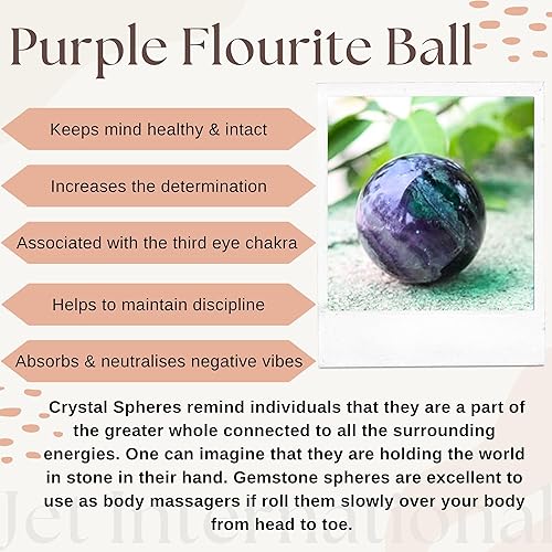 Miniatura 3 de Flurita púrpura azabache de 1.772-1.969 in, esfera de bola, piedra preciosa tallada a mano, altar curativo, enfoque devocional, limpieza espiritual