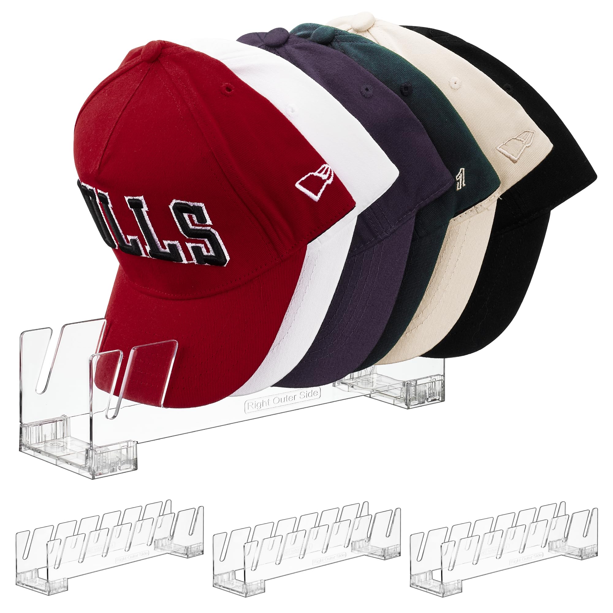 Vtopmart 4 Pack Hat Organizer Holder for Baseball Caps Storage Clear Hats Display Stand Holds Up to 28