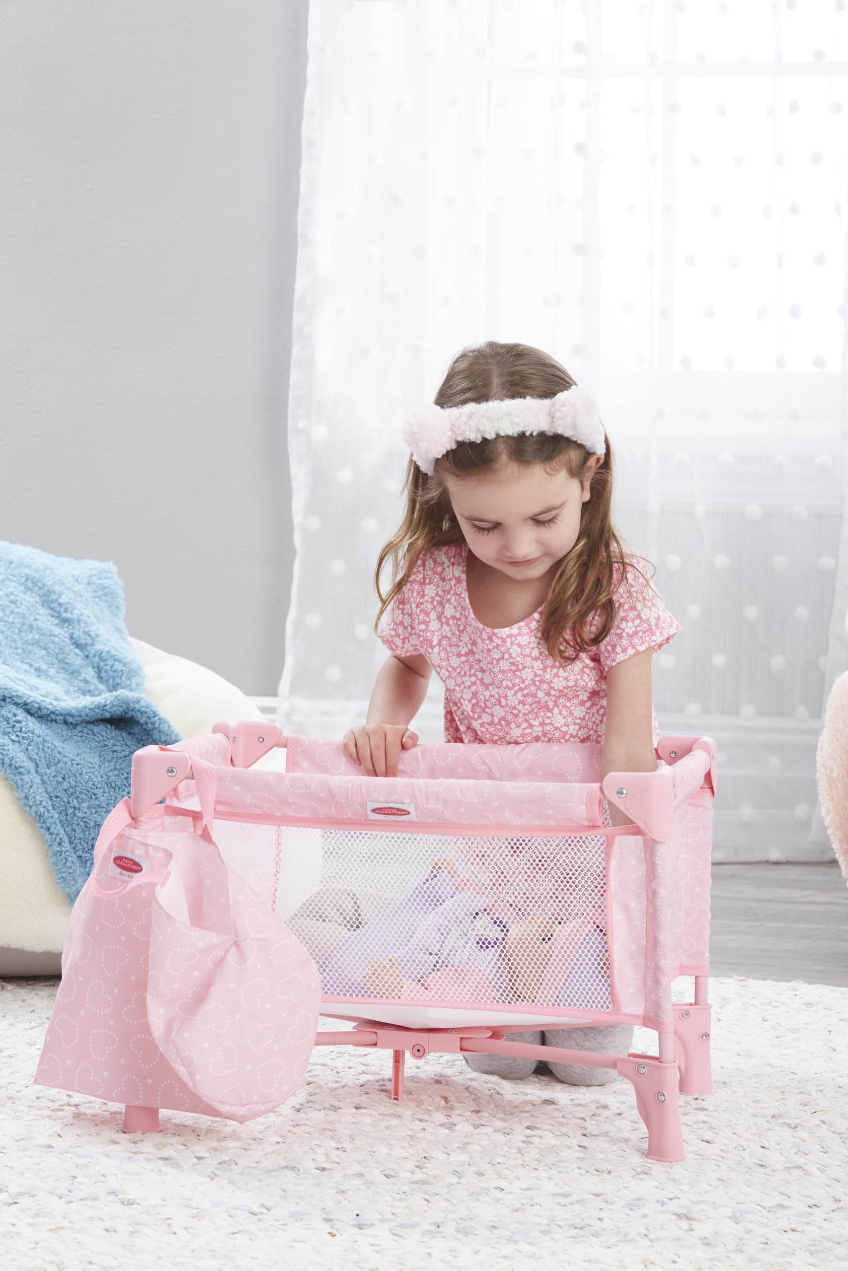 Amazon.com: Madame Alexander Pack and Play Crib for Dolls, Pink