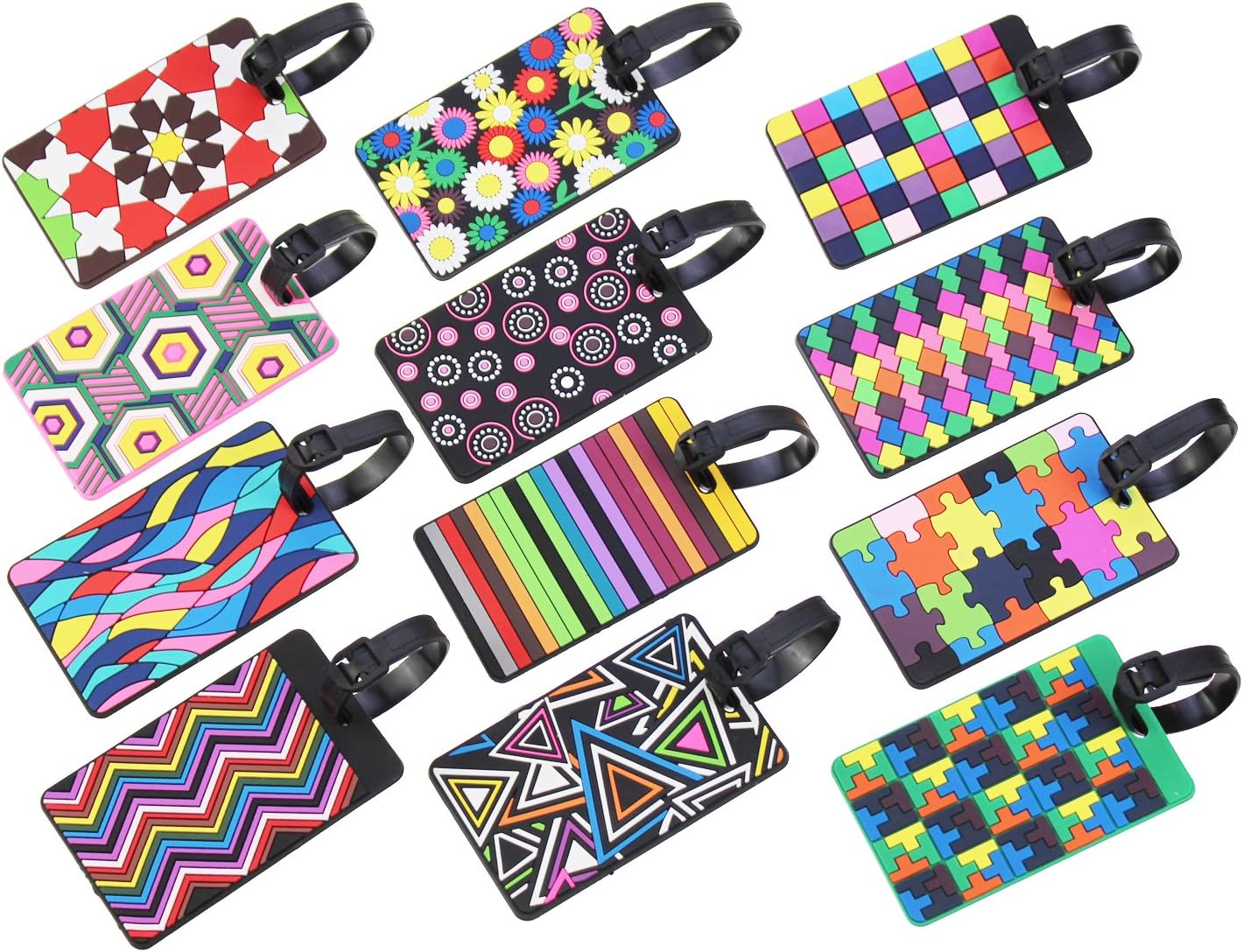 12 Pieces Luggage Tags Assorted Travel Suitcase Labels Business ID Card Holder 12 Pieces Luggage Tags Assorted Travel Suitcase Labels Business ID Card Holder