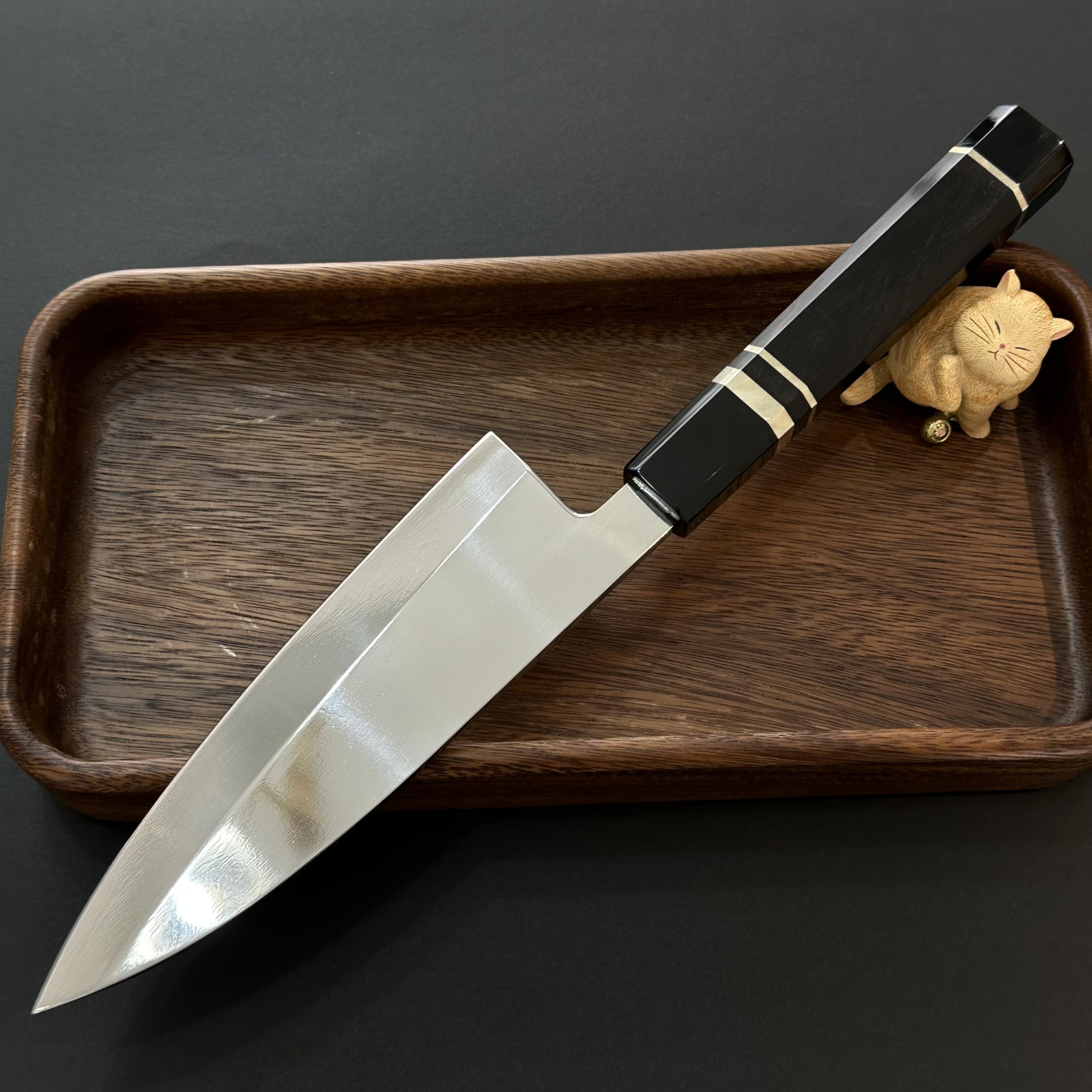 出刃包丁　鏡面仕上6寸　天然黒檀柄 出刃包丁 鏡面仕上6寸 天然黒檀柄