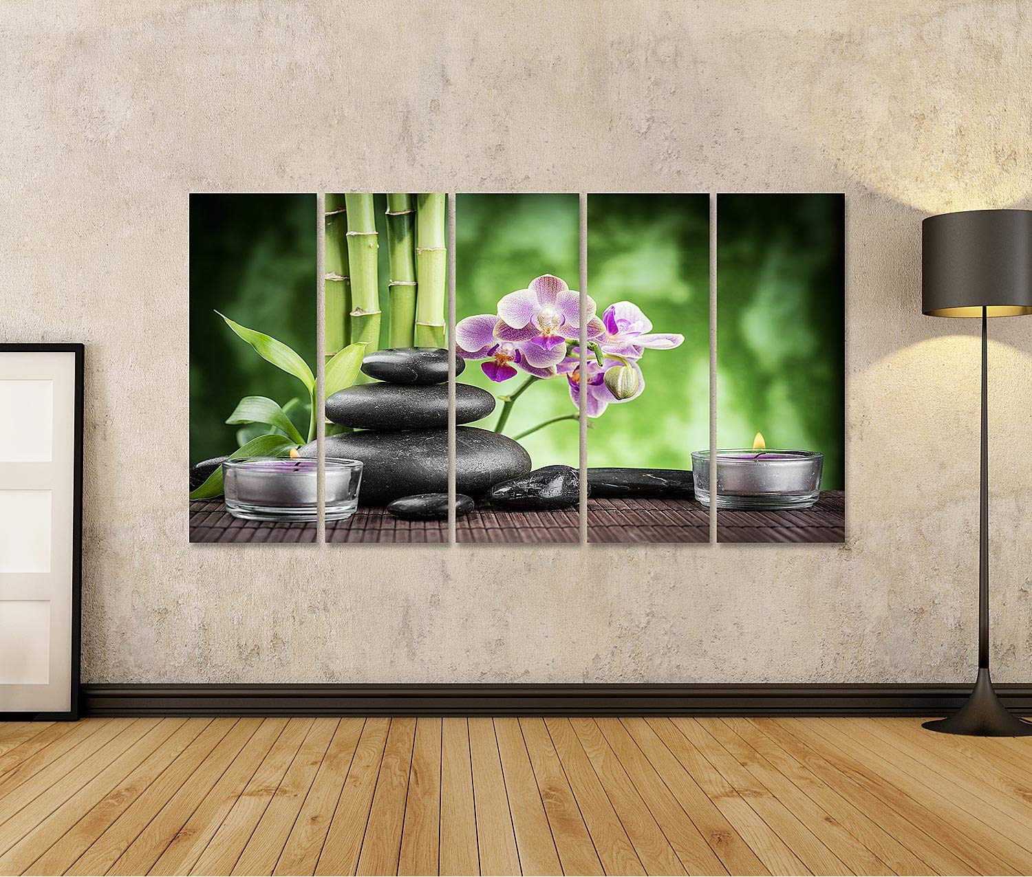 islandburner cuadro sobre lienzo spa concepto zen piedras basalto orquídea y vela cuadros murales carteles