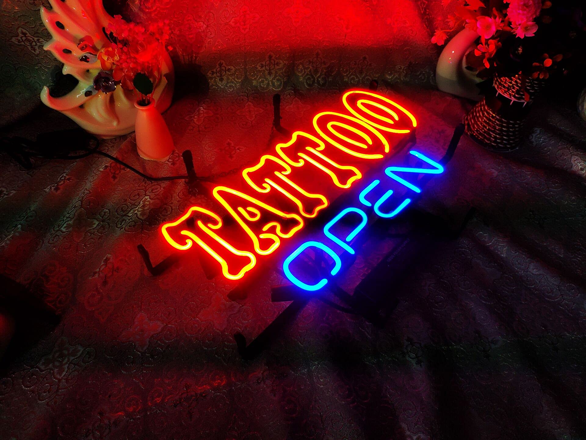 Amazon.co.jp: FINEON タトゥー オープン ネオンサイン 17インチ × 13