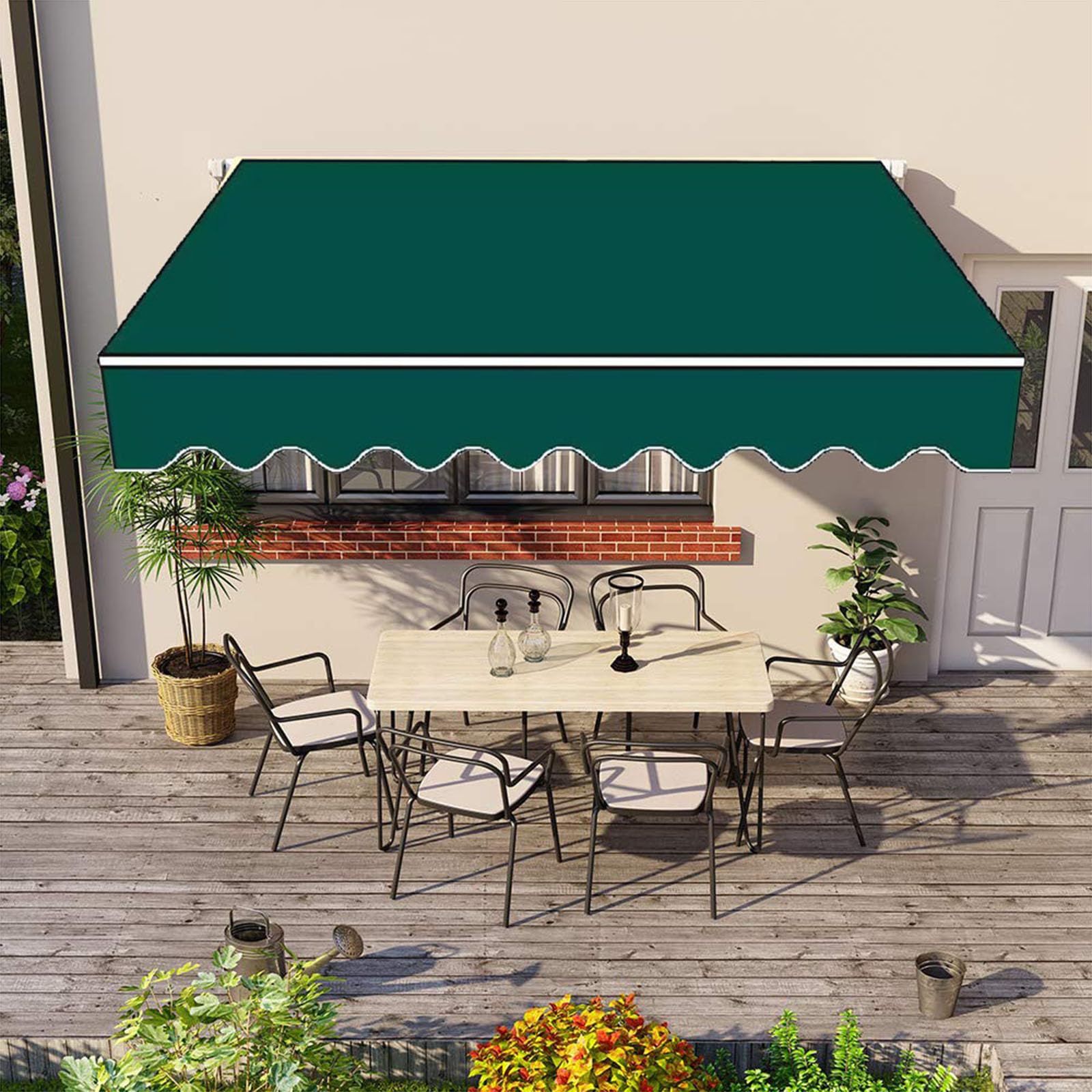 Replacement Awning Fabric, with Valance, Water-Repellent Durable, With Uv Protection, Made of Oxford cloth, Shade Canvas, for Outdoor Deck Balcony Yard Shop,002,(12x10ft) 3.6x3m