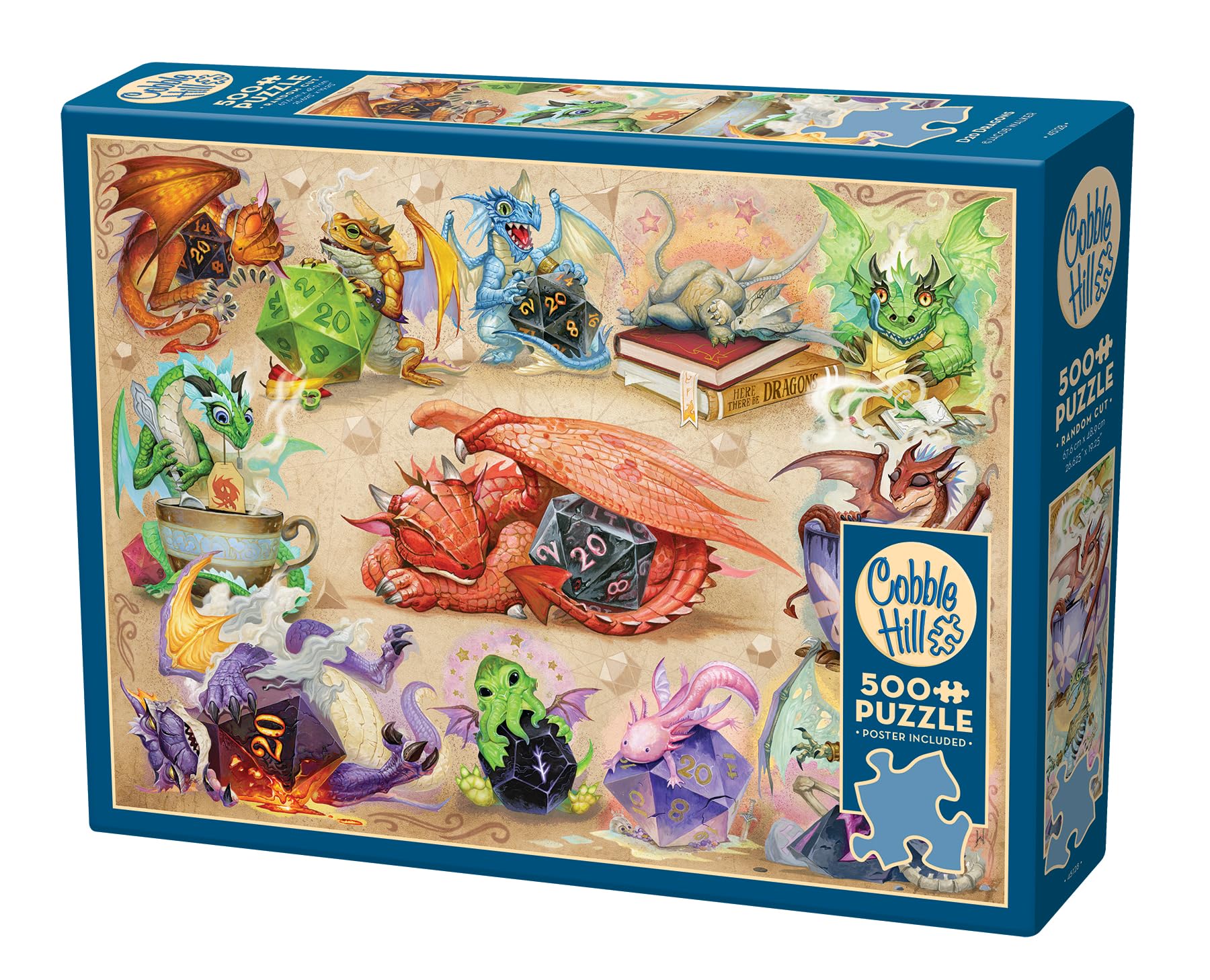 Amazon.com: Cobble Hill 500 Piece Puzzle - D20 Dragons - Sample