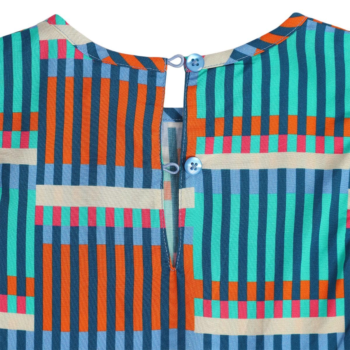 miniklub Baby Short Sleeve Round Neck Woven Viscose Blue Color Woven Top, Pack of 1 (3-6M) 4