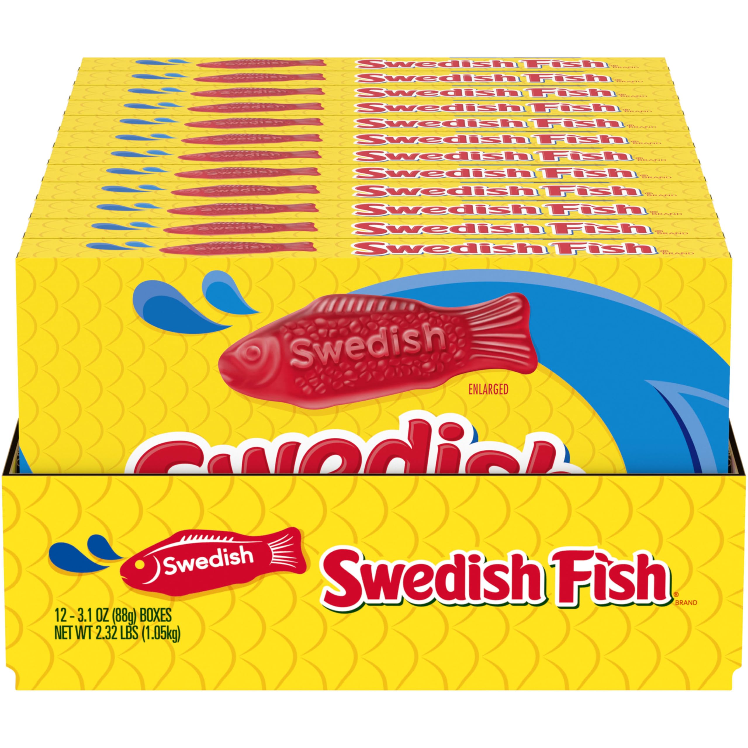 SWEDISH FISH Soft & Chewy Candy, Bulk Candy, 12 - 3.1 oz Boxes