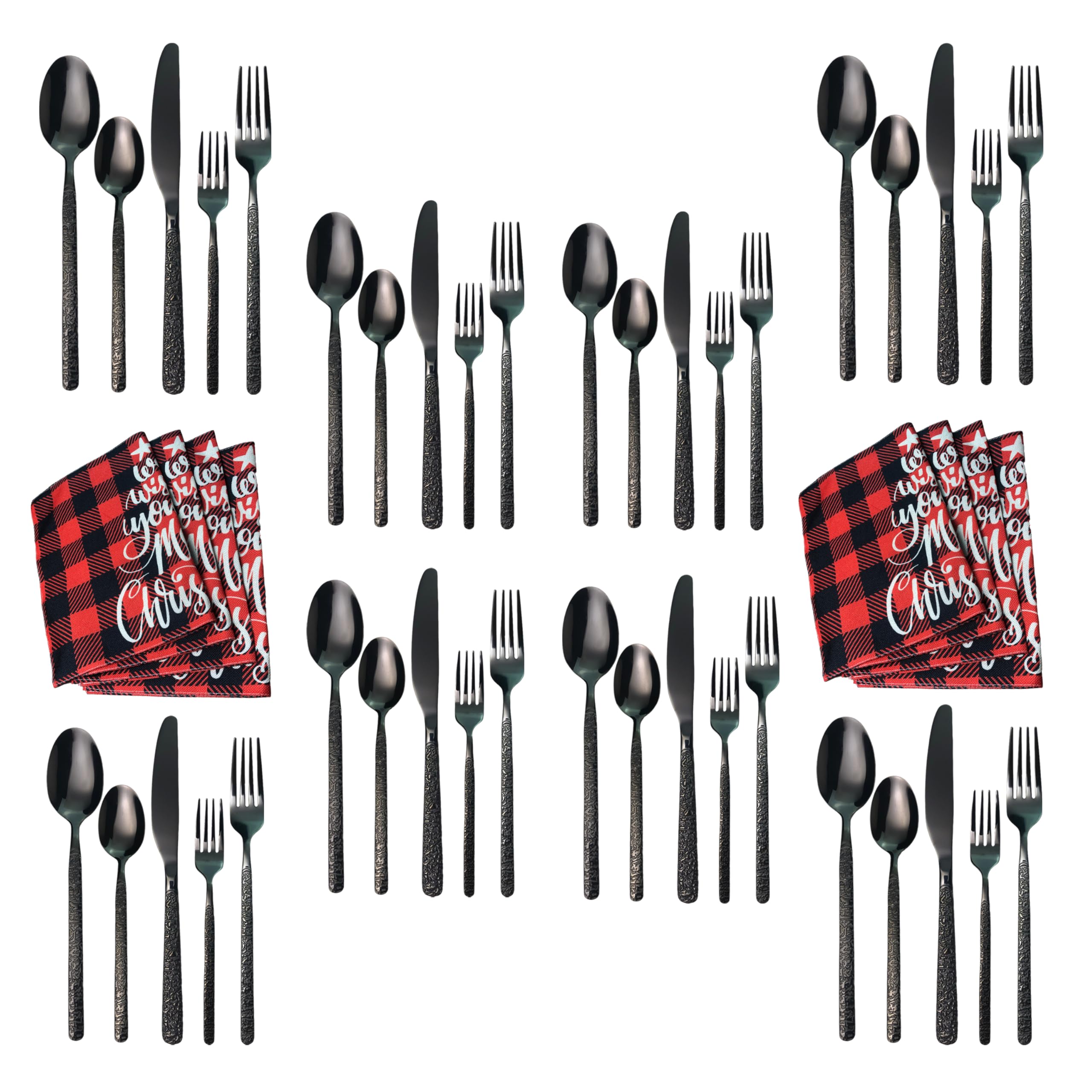MENAGERE,black 6 sets--Couverts Dorés En Acier Inoxydable, 24 Pièces
