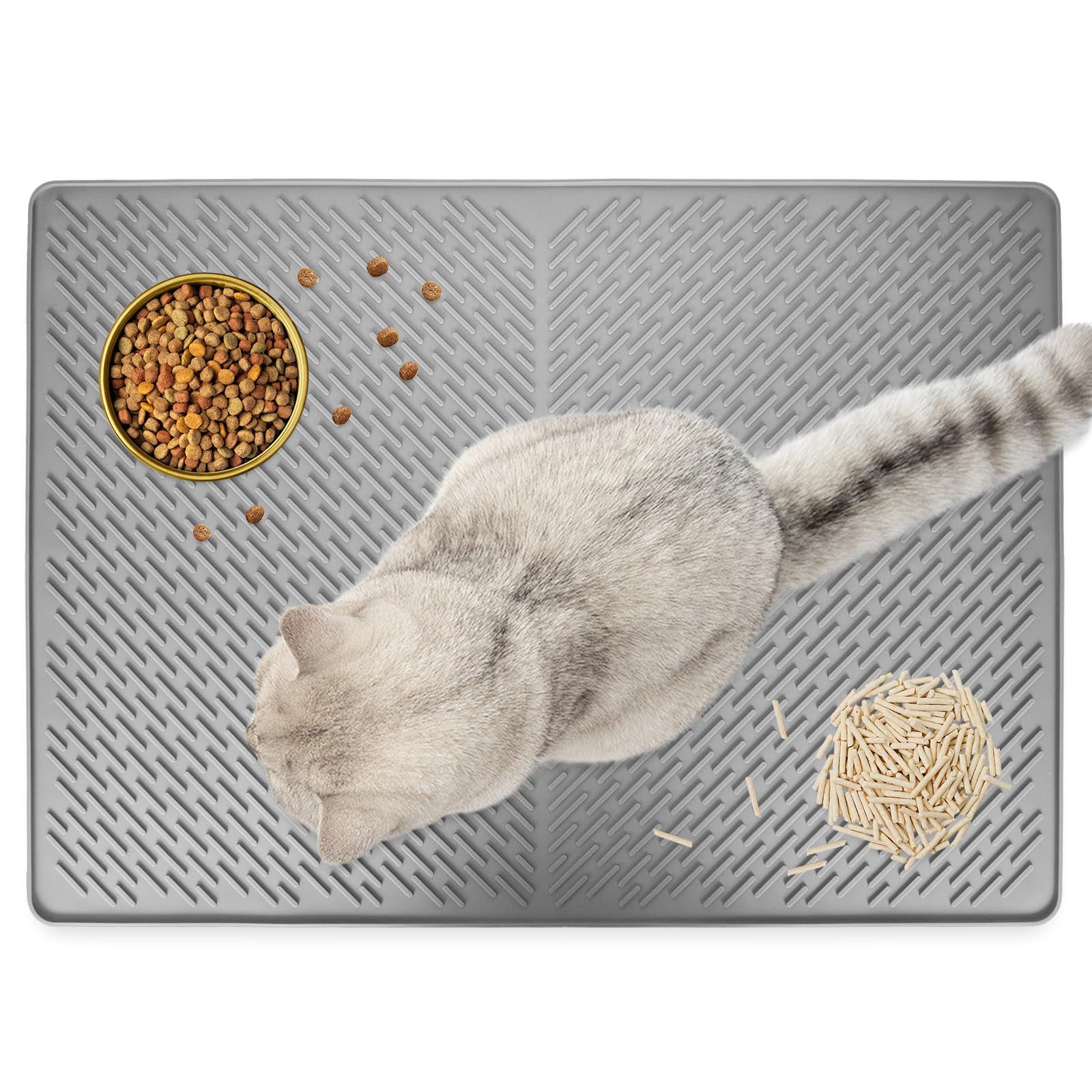 Silicone Cat Litter Mat, 70x50cm Cat Litter Tray Mat, Non-Slip Waterproof Cat Litter Trapping Mat