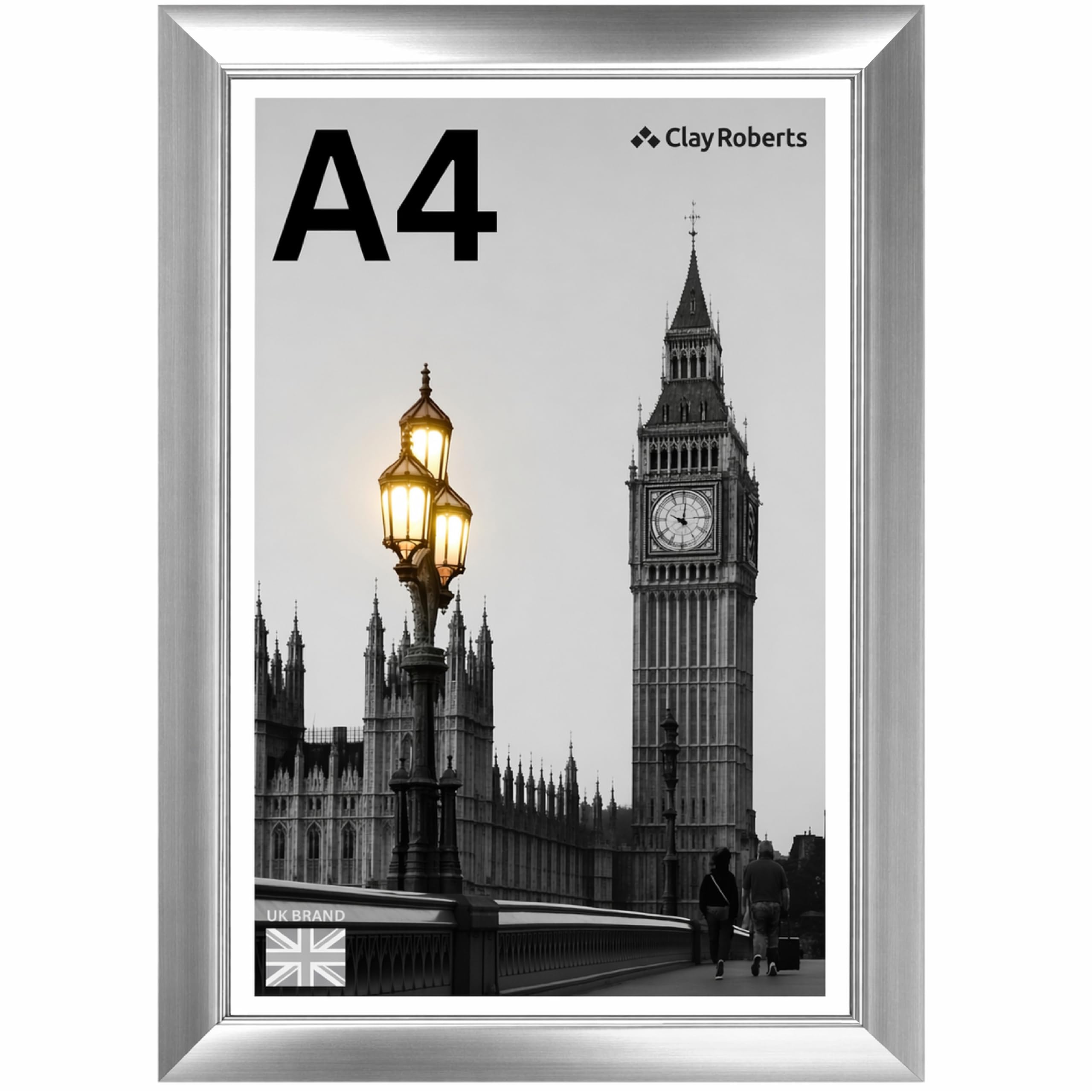 A4 Silver Photo Frame – Modern A4 Frame for Certificates, Pictures
