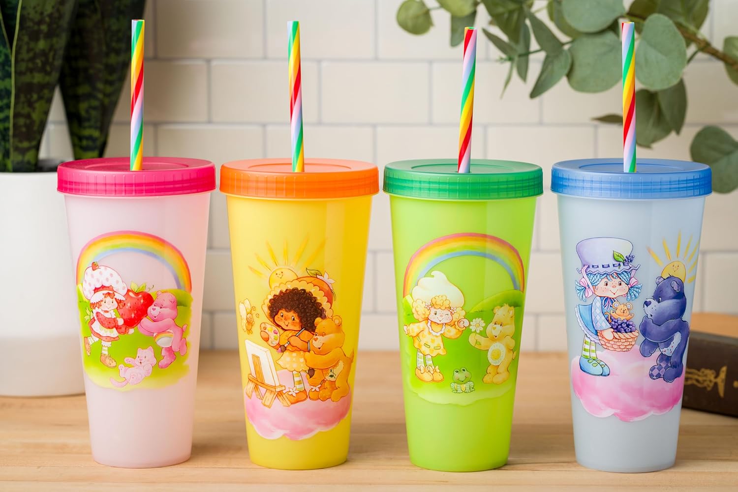 Silver Buffalo Care Bears Strawberry Shortcake Color Change Plastic Tumbler 4 Pack Featuring Orange Blossom Lemon Meringue Cheer Funshine Friend Blueberry Muffin Grumpy, 24 Ounces - Image 10