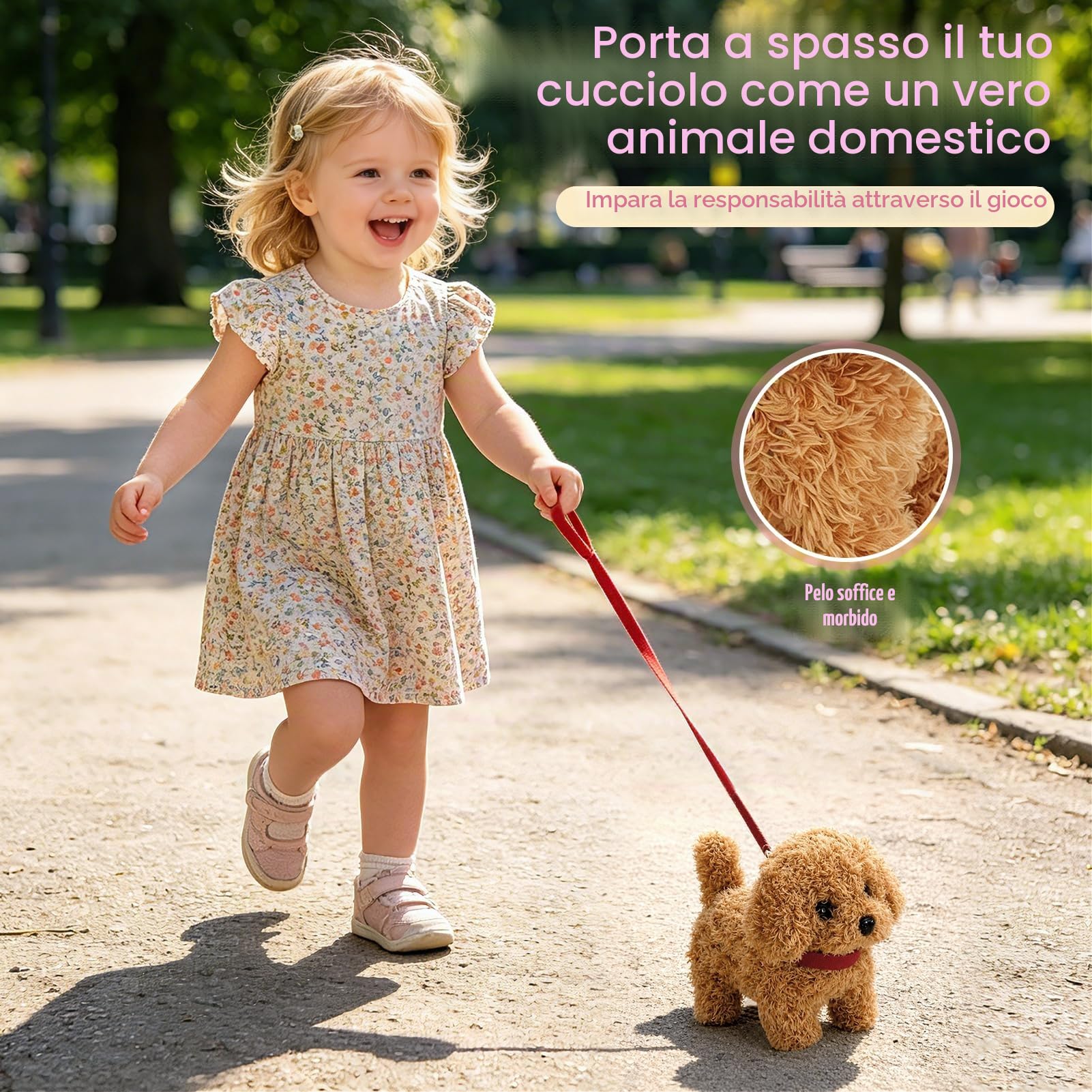 Dreamon Cagnolino Che Abbaia e Cammina Cane Giocattolo Che Cammina e Abbaia Con Cuccia Accessori per la cura degli animali domestici Regalo Bambina 3 4 5 Anni