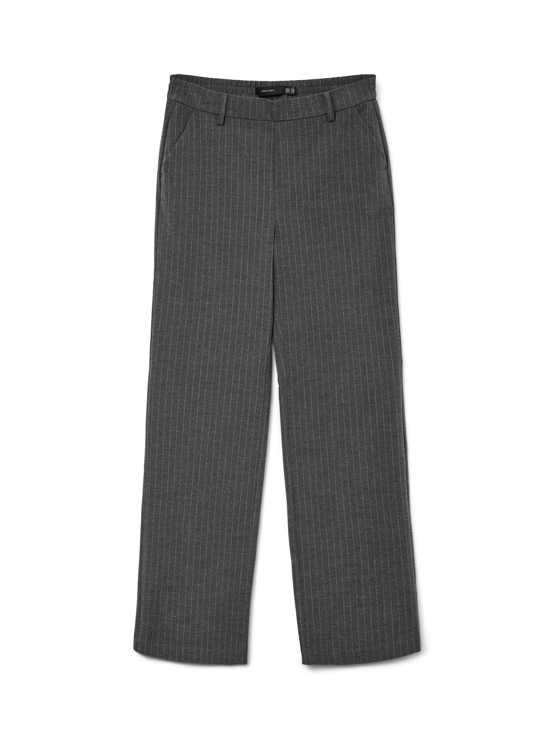 VERO MODA Women's Vmmaya JoJo Mw Straight Trousers Noos, Medium Grey Melange, M / 32L