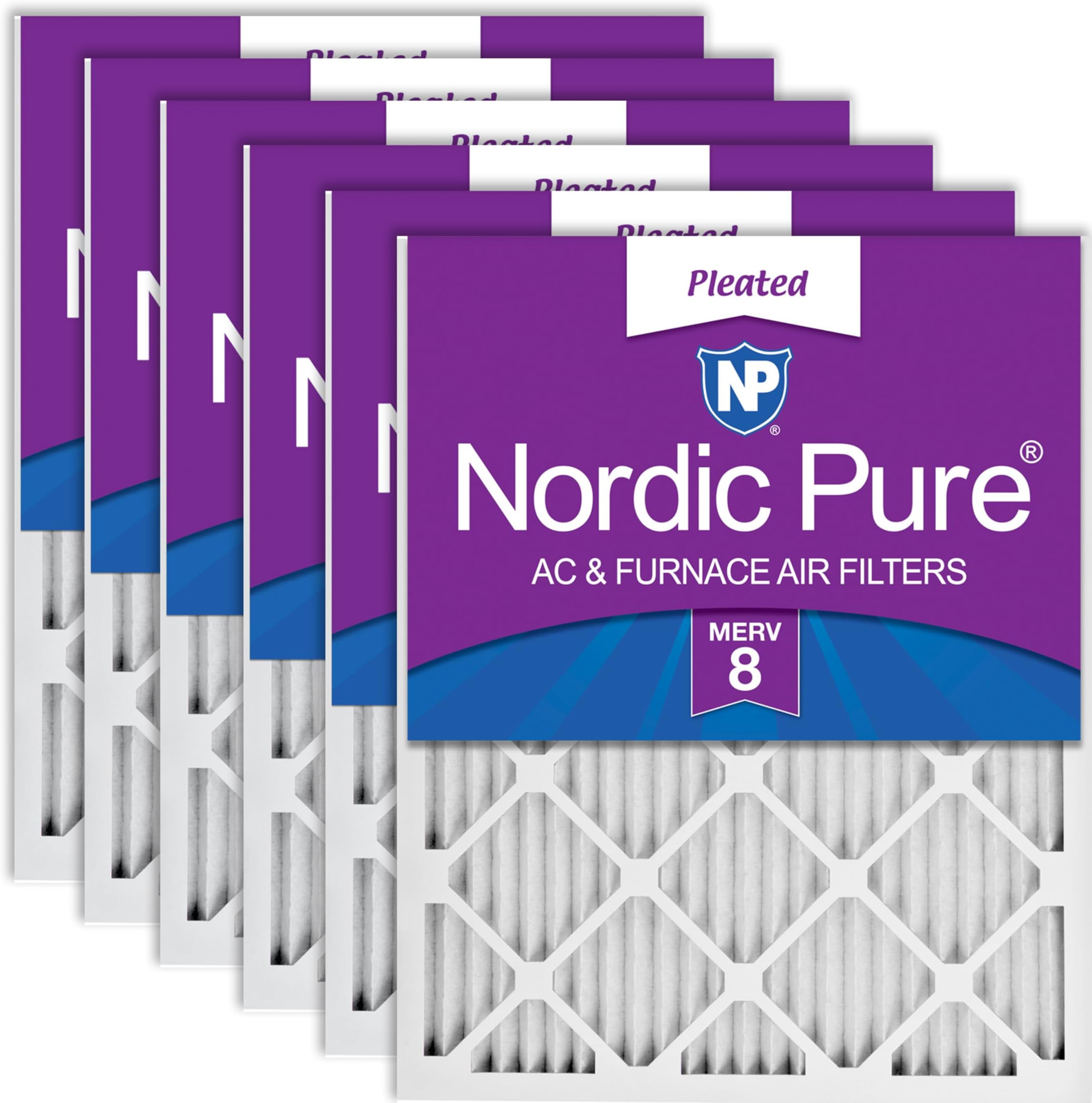 10x20x1 MERV 8 Pleated AC Furnace Air Filters 6 Pack
