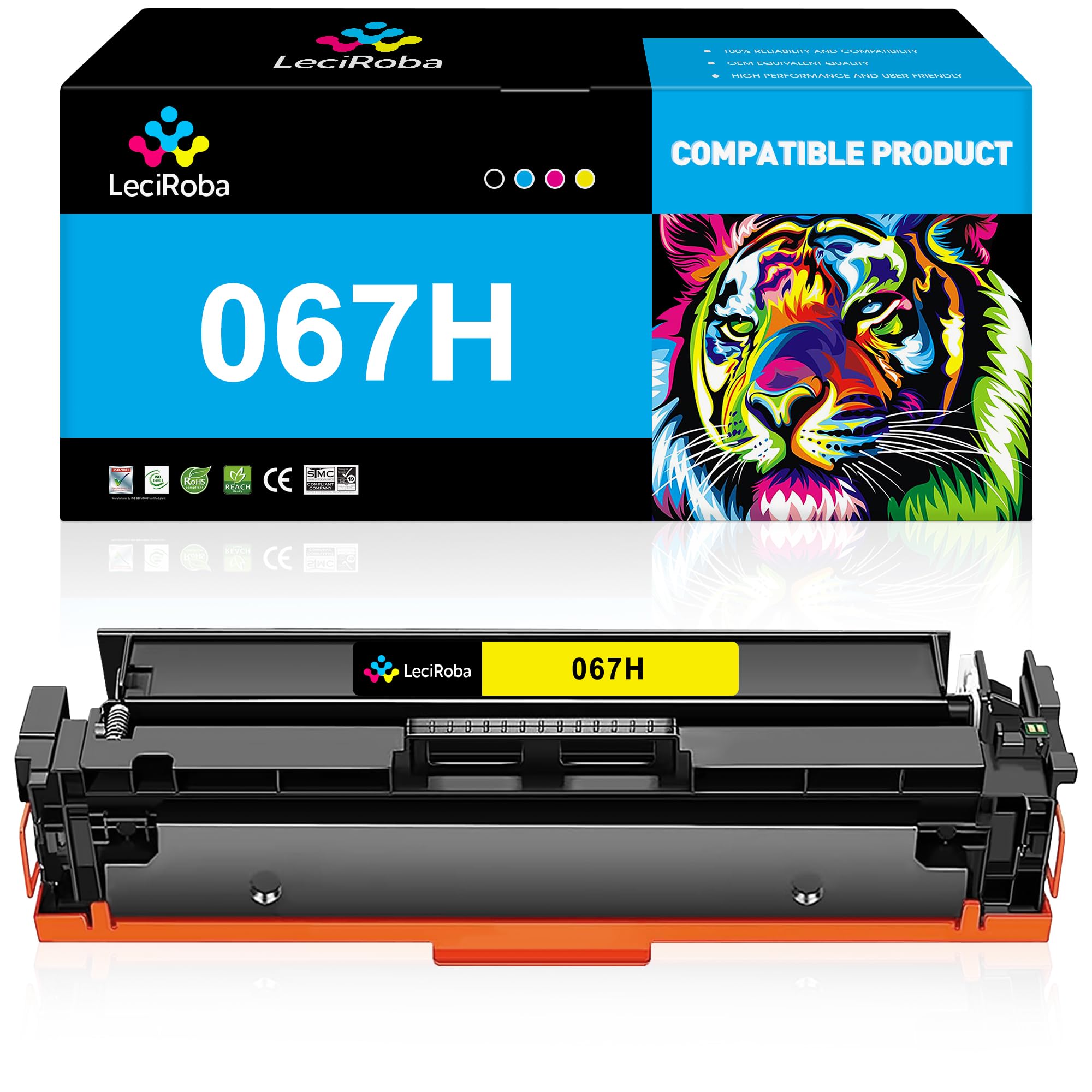 LeciRoba 067H High Capacity Yellow Toner Cartridge Replacement for Canon 067H 067 Yellow Toner for Canon imageCLASS LBP633Cdw LBP632Cdw MF653Cdw