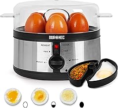 Duronic EB35 BK Cuiseur à oeufs 1 à 7 oeufs Thermostat et minuteur pour obtenir œufs durs ou mollets ou pochés ou à la coque avec fonction dédiée pour préparer 2 types de cuisson Sans BPA