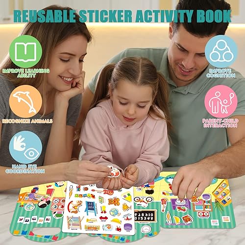 Miniatura 3 de Jelly Stickers Book for Kids 2-4, Reusable Stickers for Toddlers 1-3, Quiet Busy Book Preschool Learning Activities Travel Toys for Girls Boys Ages